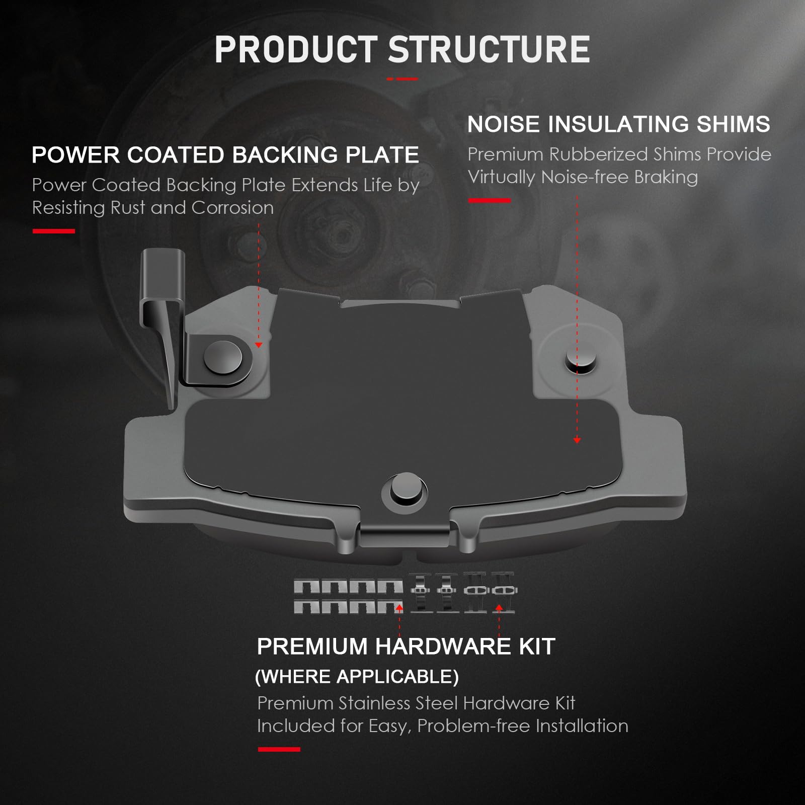 Cciyu D465 D537 Front & Rear Ceramic Disc Brake Pads Kit For Acura Cl 1997-1999,For Honda For Accord 1991-1997 8Pcs