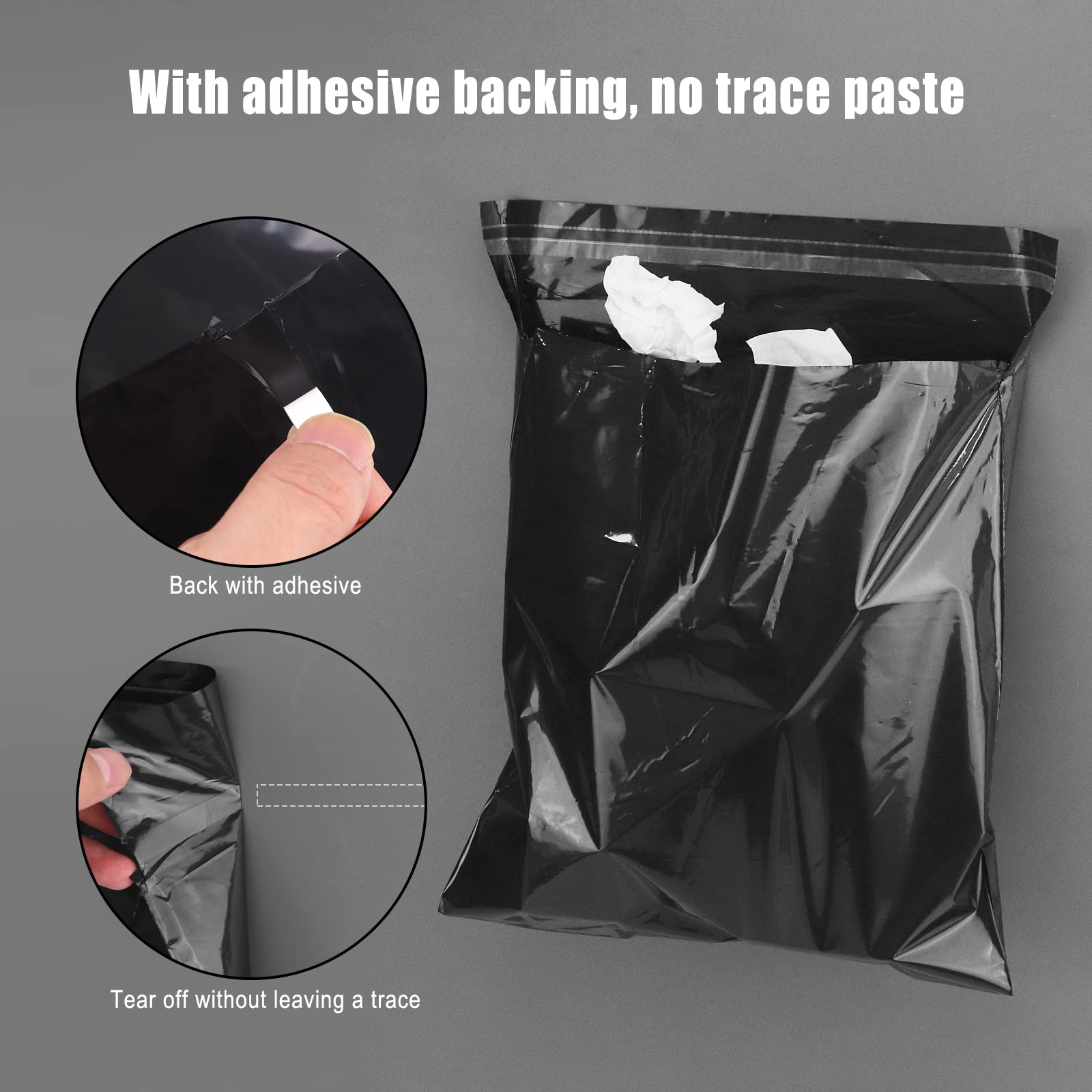 Disposable Trash Bags for Cars, 200 Pack Car Garbage Bag Hanging, Self Adhesive Cleaning Bags for Cars, Kitchens, Bedrooms, Offi