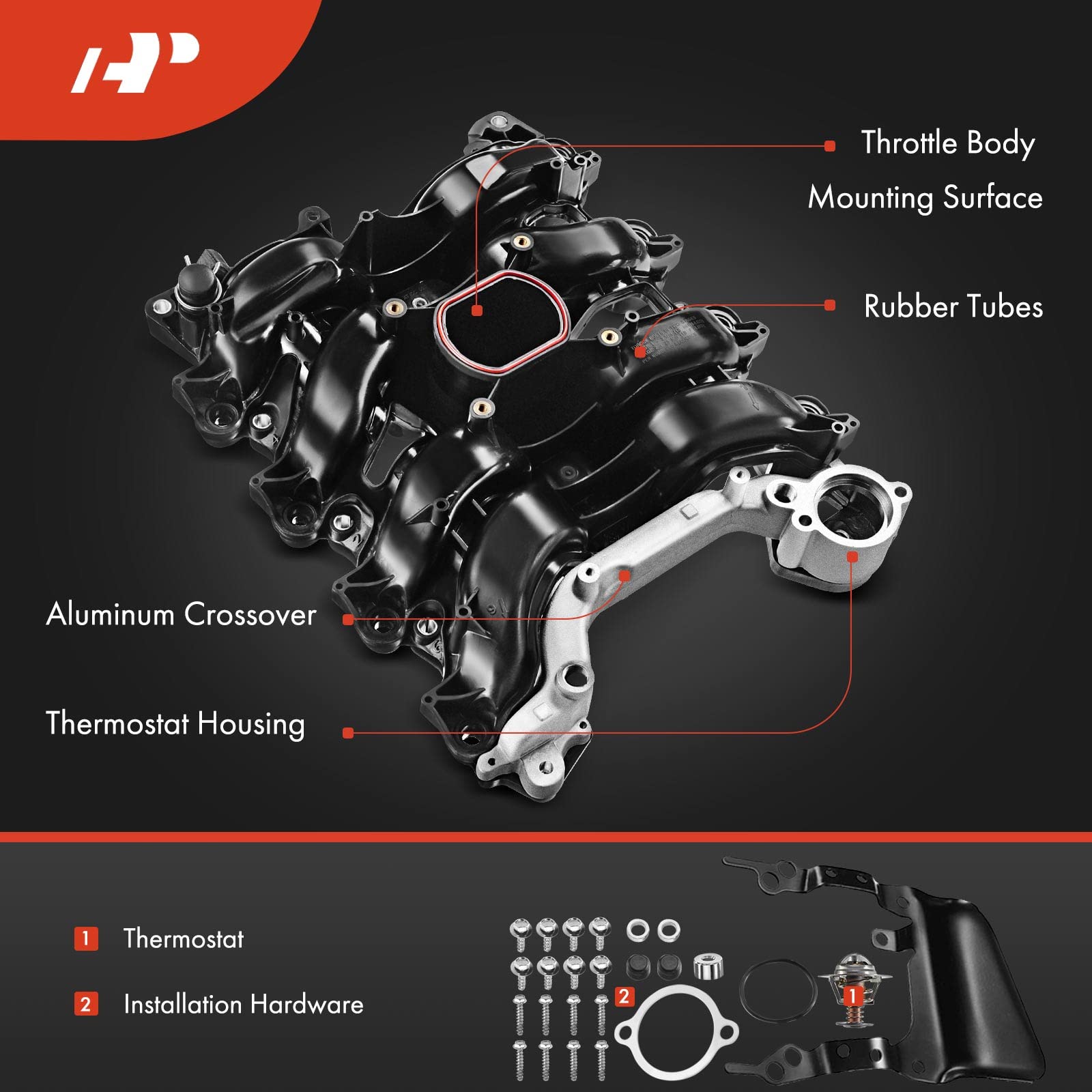 A-Premium Upper Intake Manifold Kit with Gaskets for Ford E/F Series 5.4L V8, Replaces 2L1Z-9424-AA
