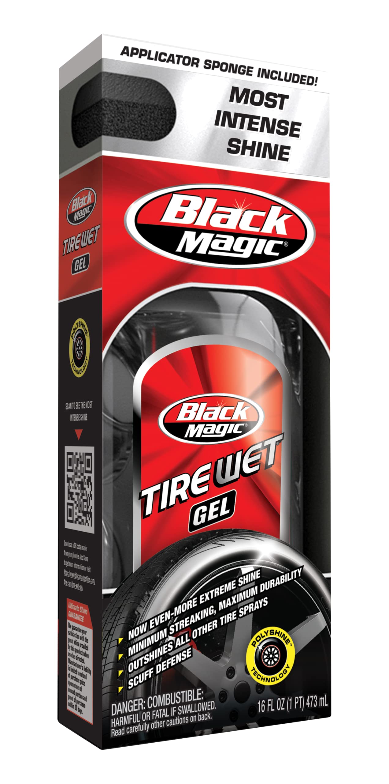 Black Magic 5072647 Tire Wet Gel, 16 oz - Thick Clinging Formula Sticks To Tires To Produce Minimal Sling and a Glossy Shine