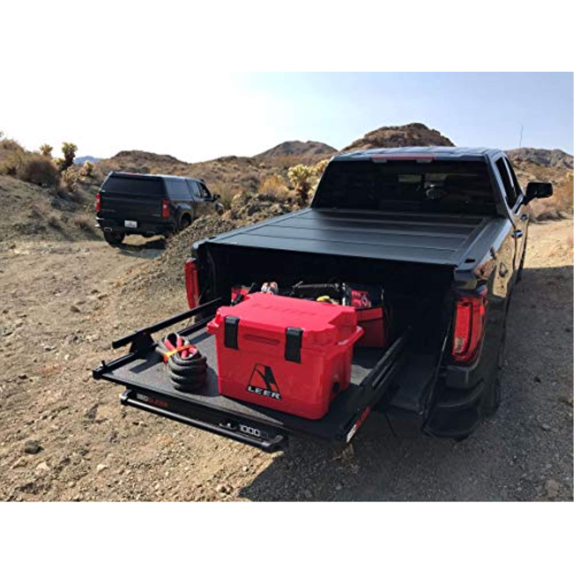 LEER HF650M Quad-Folding Tonneau Cover for 2019-2024 Chevy Silverado/GMC Sierra 6.6 FT Bed, Black, Fiberglass-Reinforced Polymer