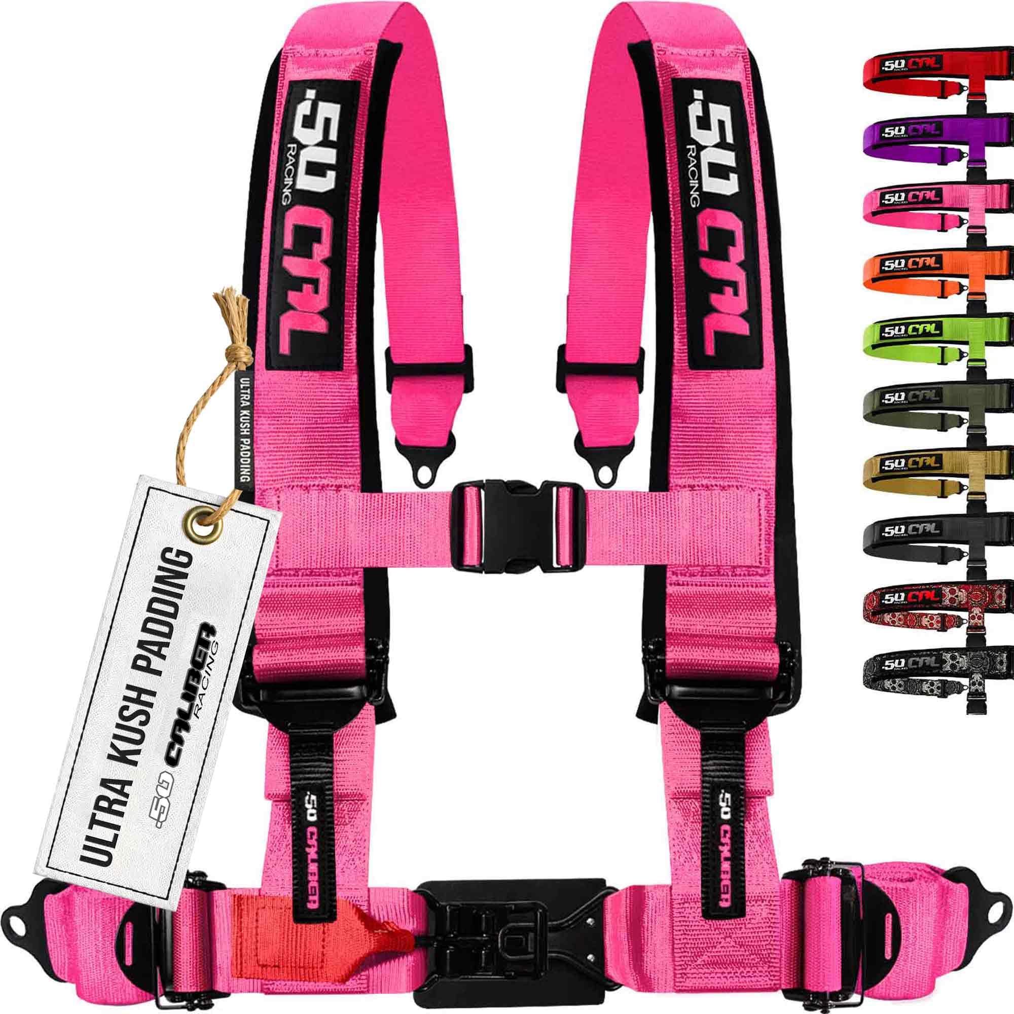 1pc Pink 4 Point Harness for Bucket Seat, 2in Belt, Quick Release, 10 Color Options, Racing Harness UTV RZR Car [6306]