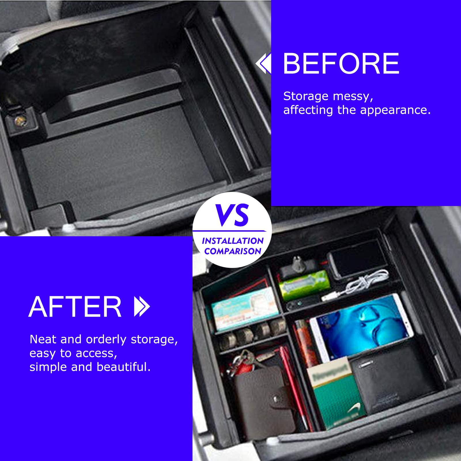 XXCIWP F150 Console Organizer Tray - ABS Plastic, Fits 2022-2025 Ford F150 Raptor, Center Armrest Storage Box, Big Size