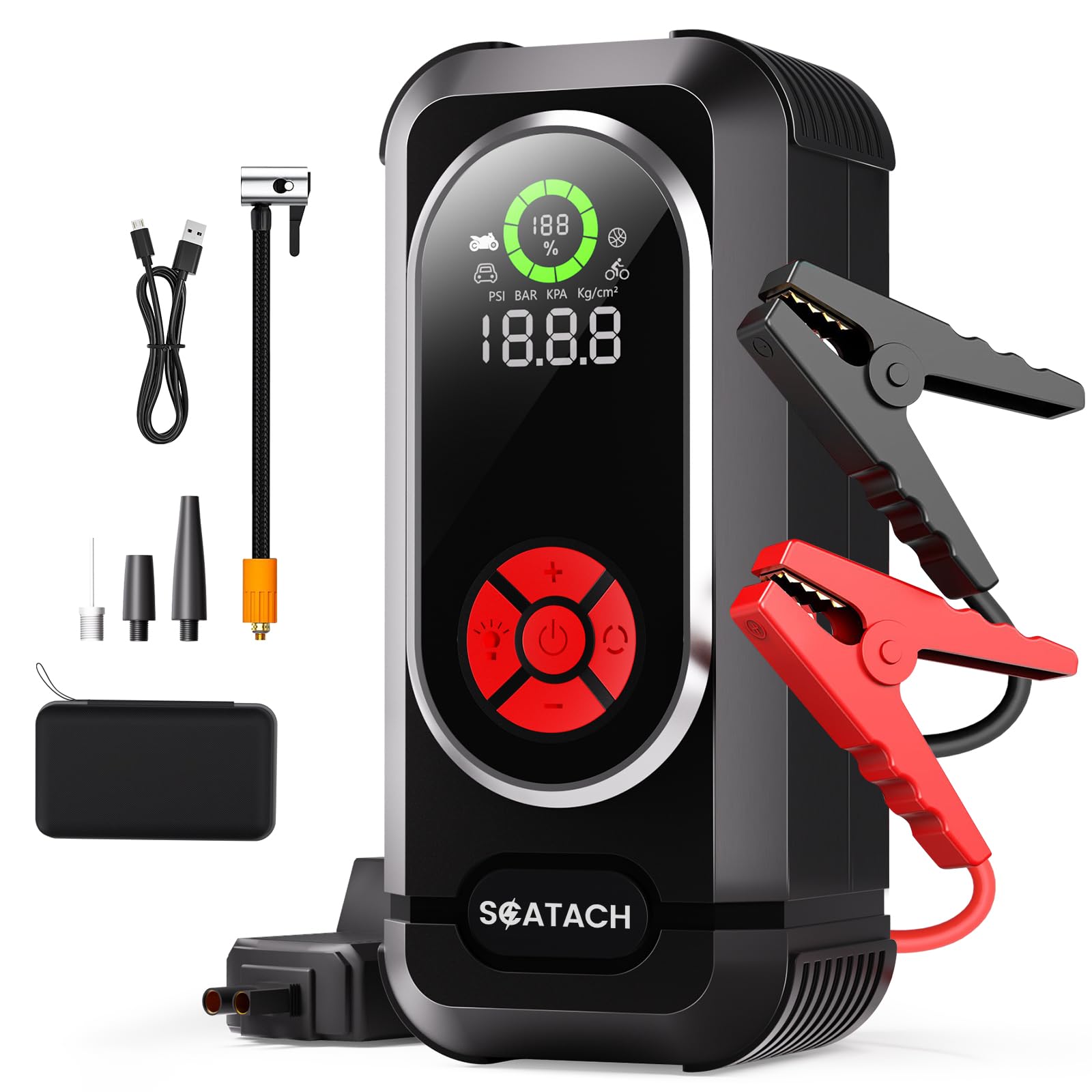 6000A Jump Starter with Air Compressor, Car Battery Jump Starter Portable (10.0 Gas/10.0L Diesel), 150 PSI 12V Car Battery Jump 