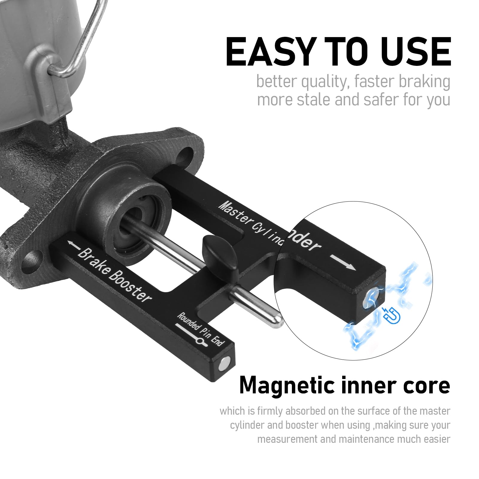 TOSICAM Brake Adjustment Tool - N48 Magnetic CNC Aluminum, Adjustable Brake Booster Rod for Optimal Braking Distance