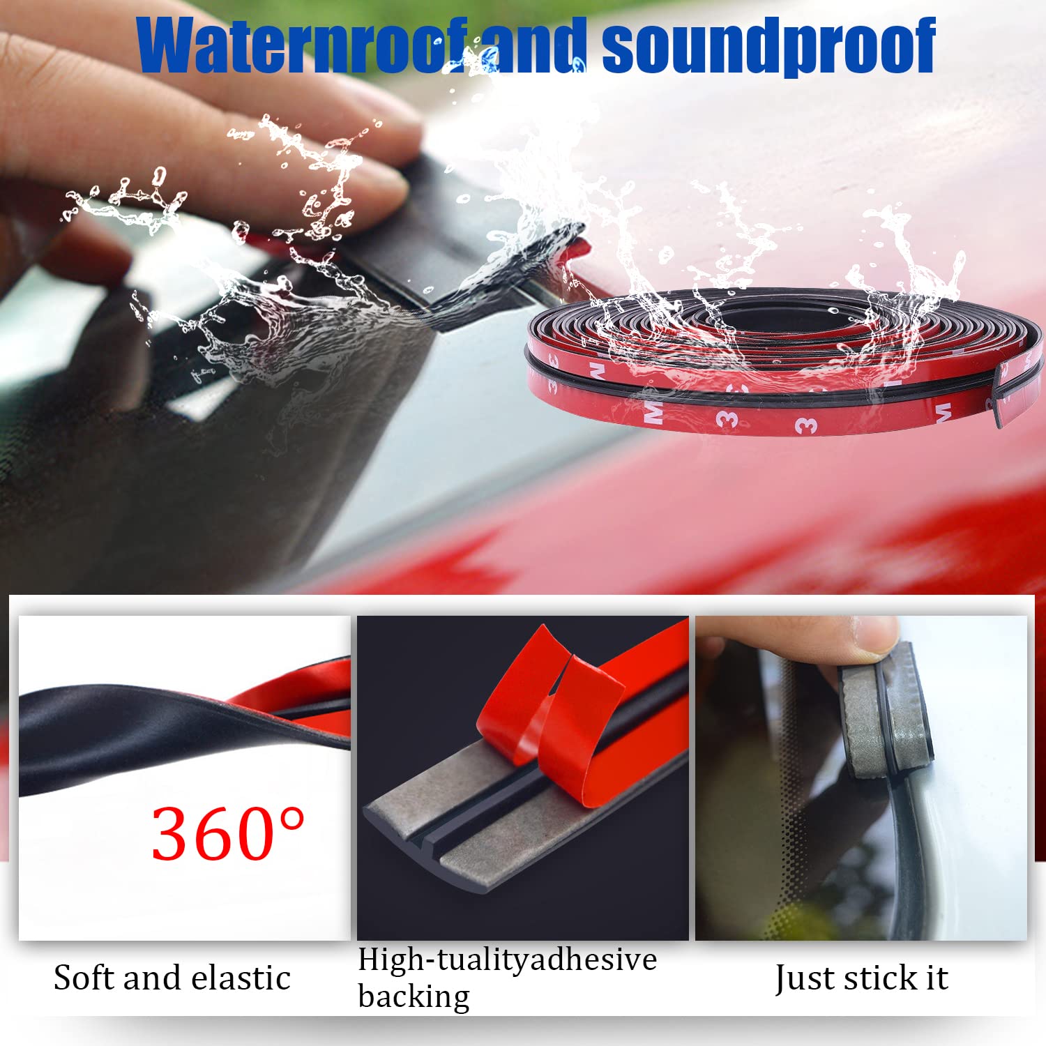 Smeyta Weather Stripping Door Seal for Car,Rubber Car Door Seal Weather Stripping,19.6FT T Shape Windshield Seal for Sunroof Fro