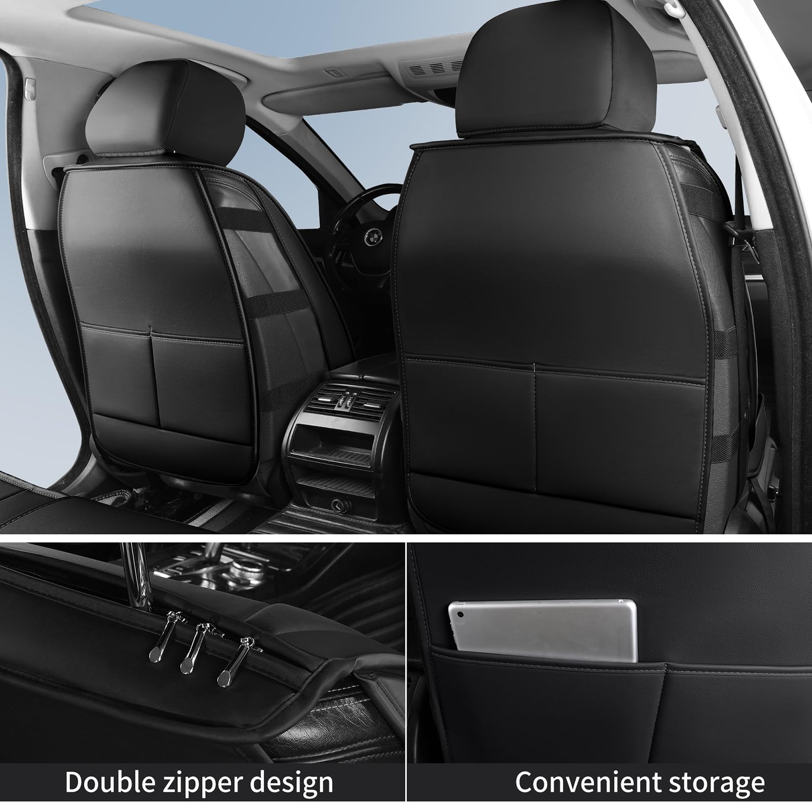 Hchengkikz Car Seat Cover,Horizontal Stripes Faux Leather Automotive Seat Covers,Waterproof Universal Car Seat Covers Protectors