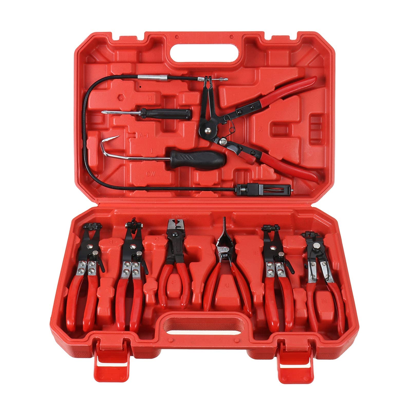 Handor 9Pcs Hose Clamp Pliers, Wire Long Reach Hose Clamp Pliers Set Fuel Oil Water Hose Auto Tools For Automotive Coolant Radia