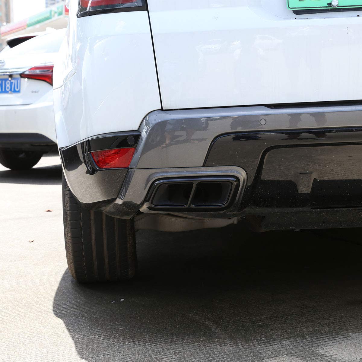 Cheya 2Pcs Bright Black Chrome Stainless Steel Car Tail Exhaust Pipe Cover Trim For Range Rover Sport 2018 2019 2020 Year Accessories