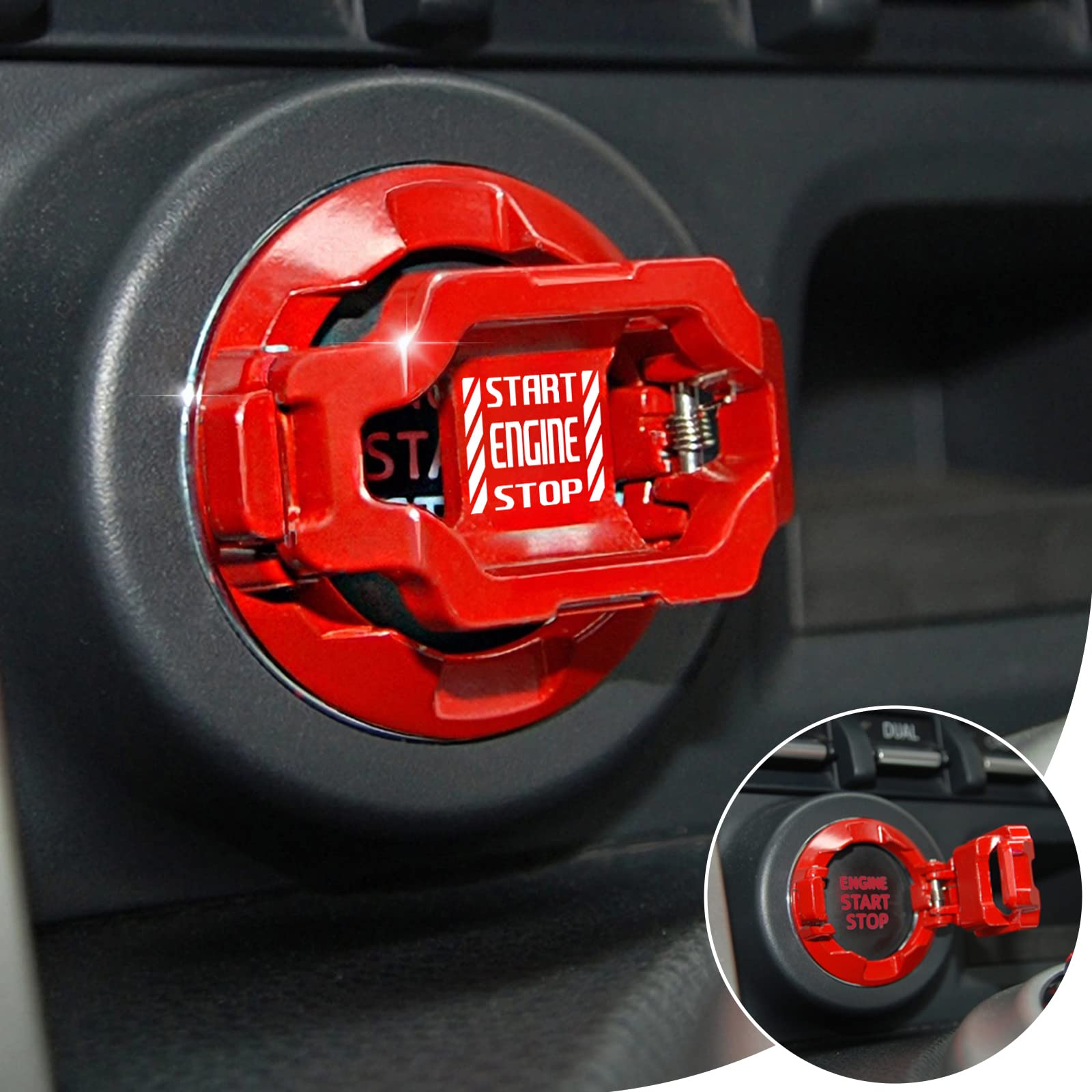 ???????????????? | Tybasthe Push Start Button Cover, Car Engine Start Stop Button Cover Protector, Cool Car Accessories Interior Decor Sticker Motorcycle Key Ignition Switch Cover, Red