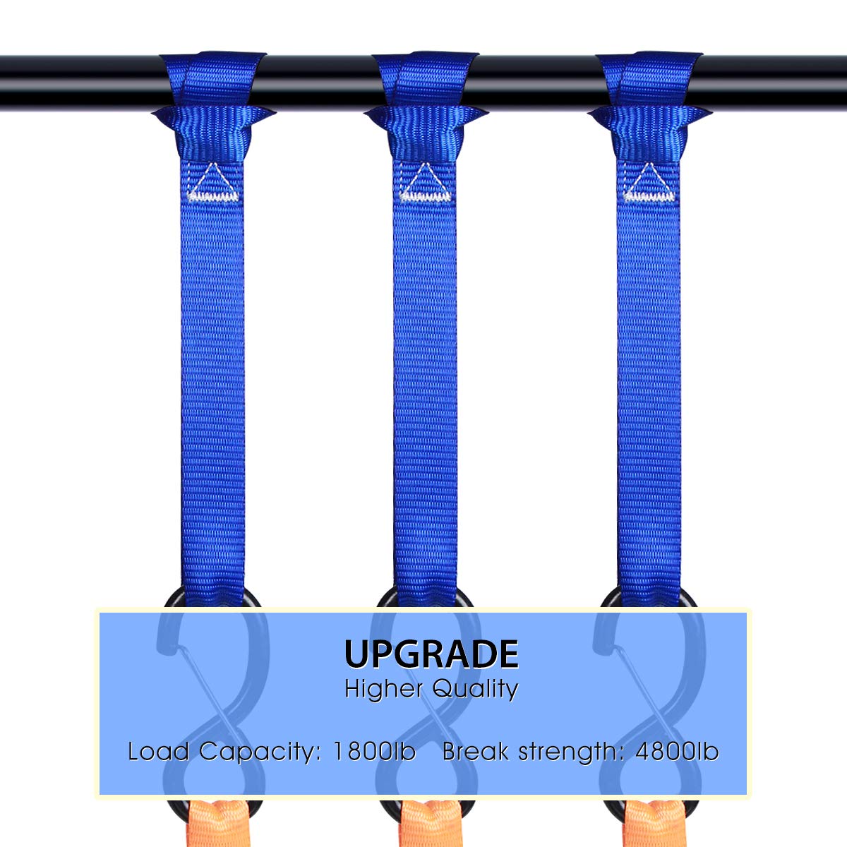 Jchl Soft Loop Tie Down Straps (8 Pack) 1800Lbs Load Capacity, 4800Lbs Breaking Strength Heavy Duty Tie Down Loops For Securing Atv Utv Motorcycles Scooters Dirt Bikes Lawn Garden Equipment