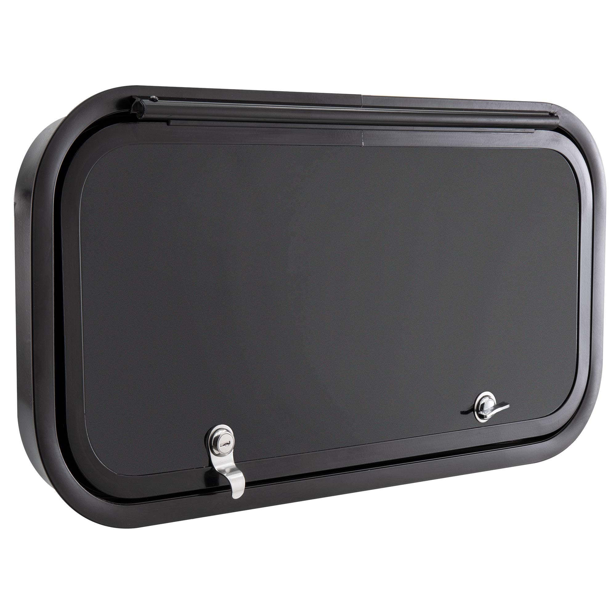 RecPro RV Baggage Door | Rounded Corners | Camper | Compartment Door | Black Fiberglass (24 W x 12 H) | Made in America