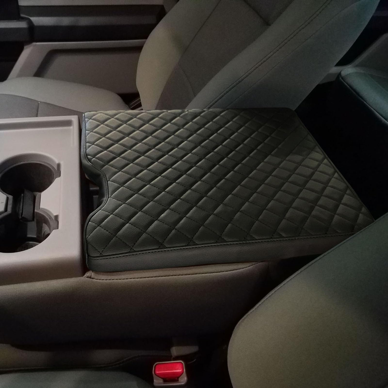 Zxiaochun Center Console Cover For Ford F150 2015-2024/F250 F350 F450 2017-2024 Leather Arm Rest Box Lid Middle Console Cover Ar