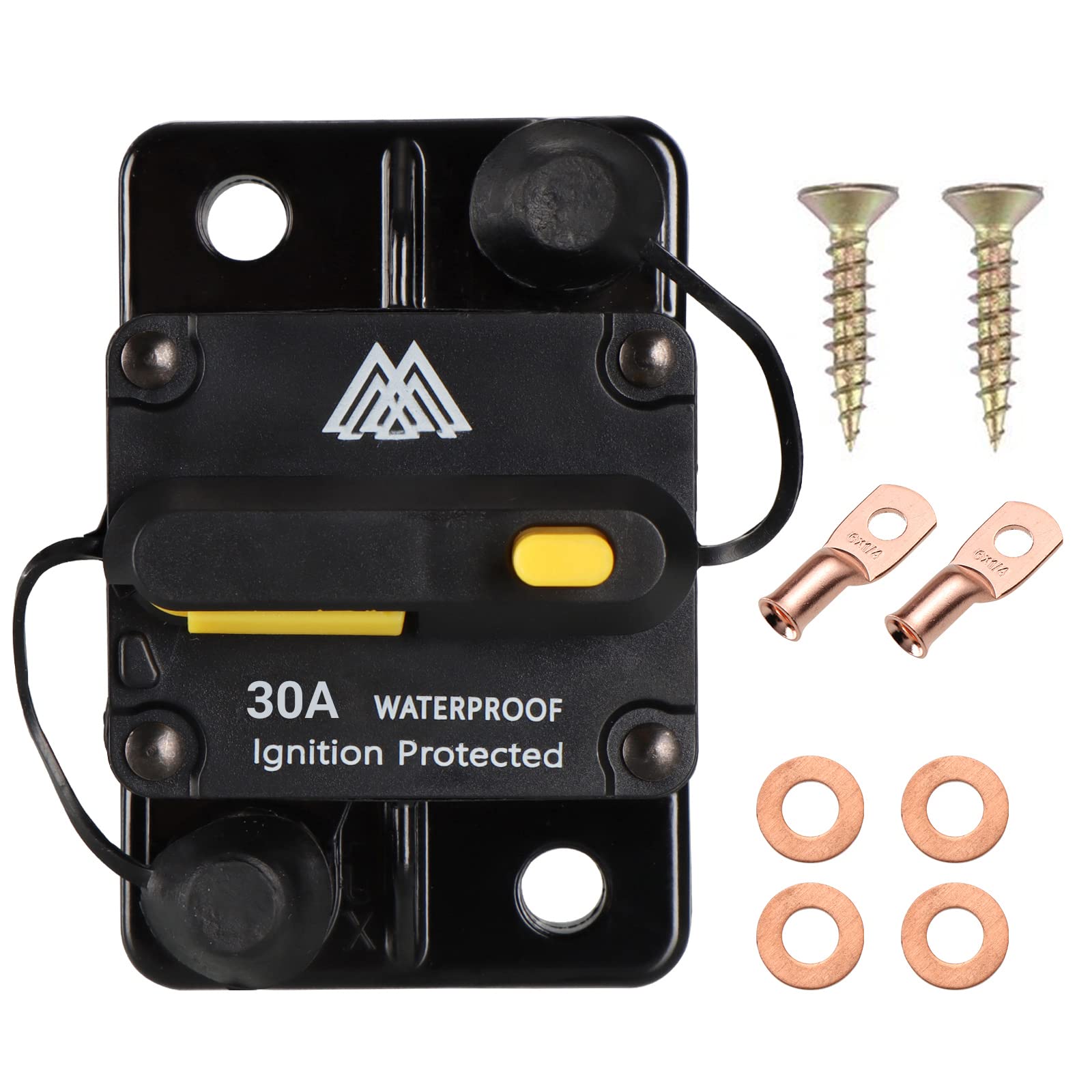 30 Amp Circuit Breaker With Manual Reset Car Marine Trolling Motors Boat Rv Atv 12V-48Vdc Waterproof Audio System Fuse
