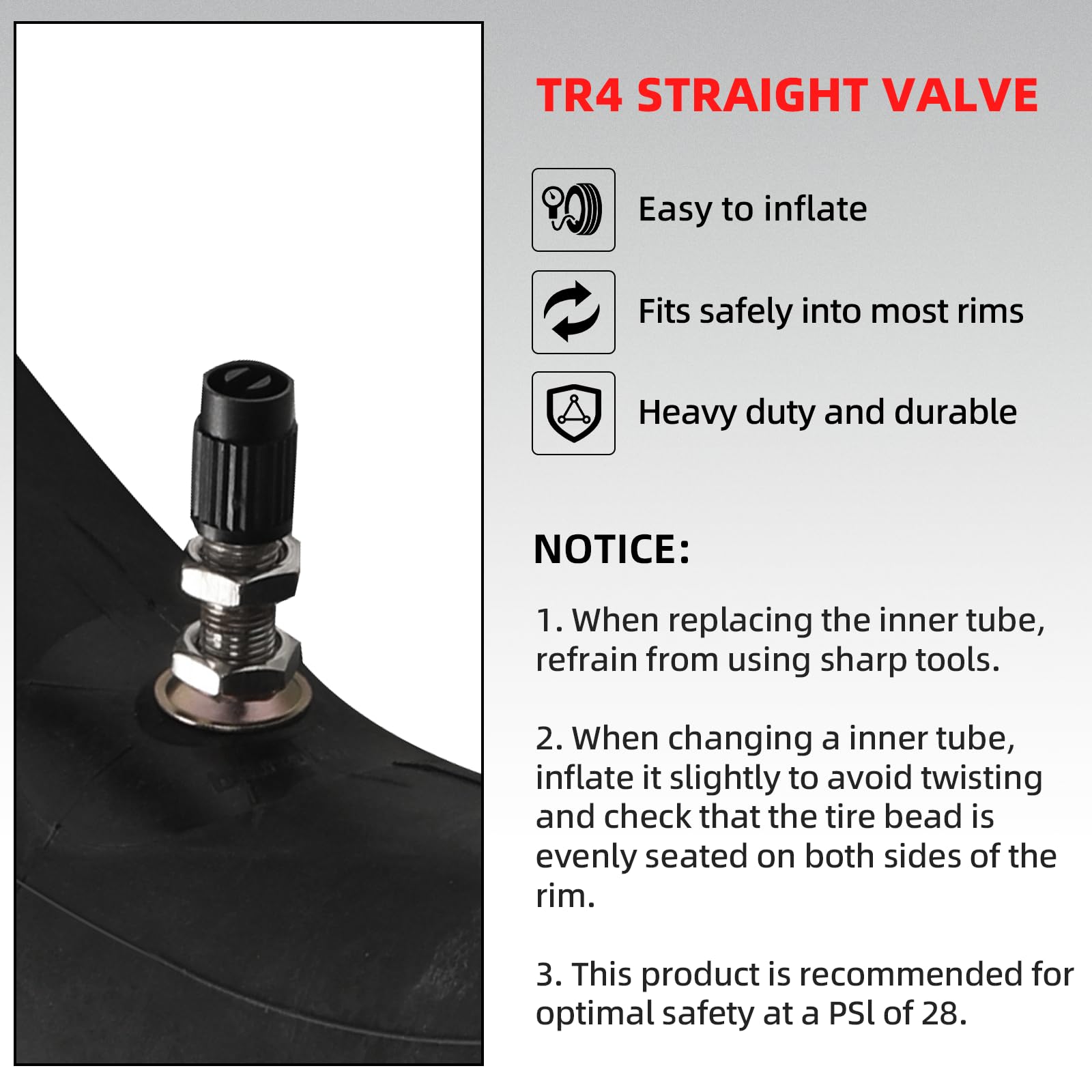 (2 Pack) Ar-Pro 2.25/2.50-16    Off-Road Motorcycle Inner Tubes With Tr4 Valve Stem - 70/90-16 Motorcycle Tire Replacement Inner