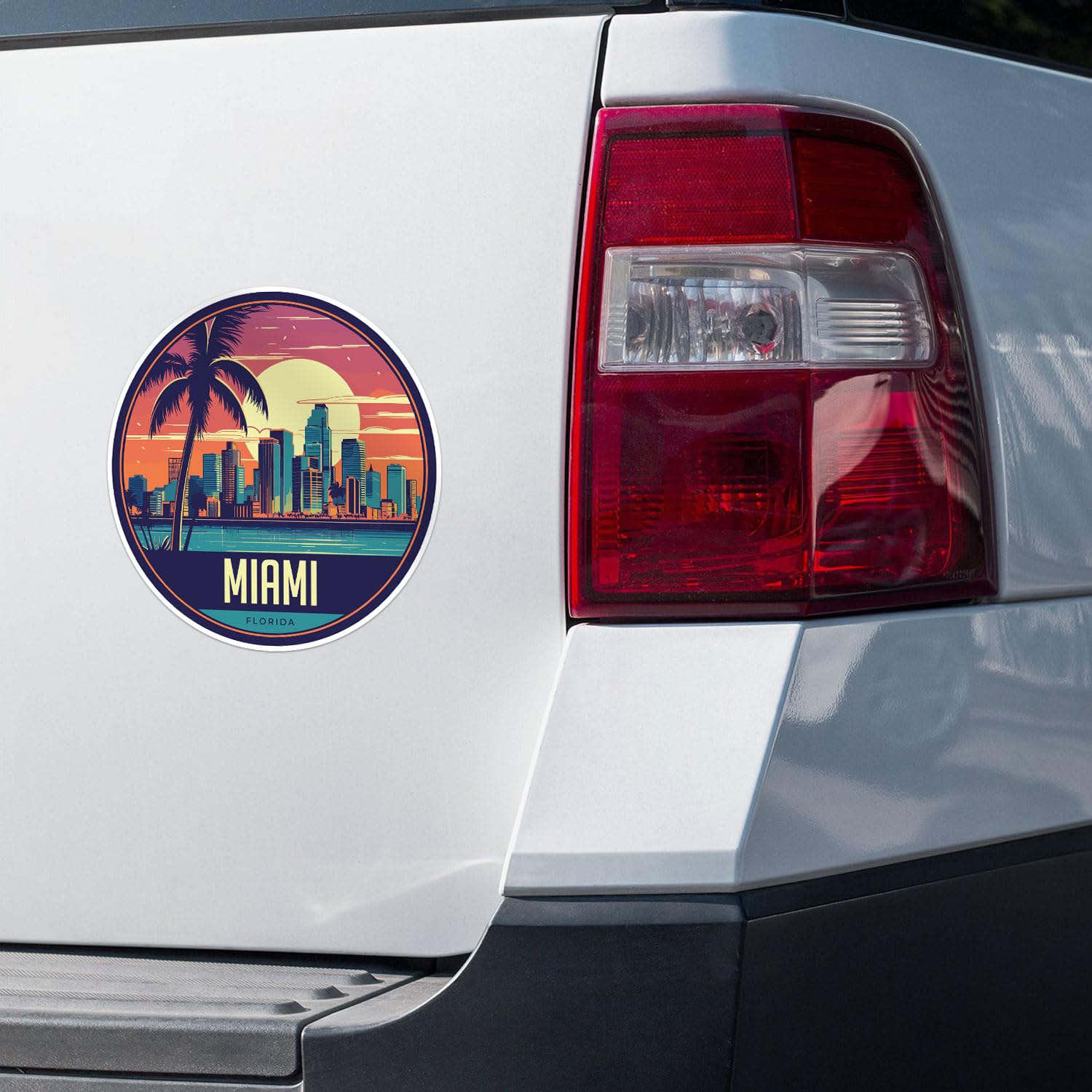 Miami City Sticker - Waterproof Vinyl Decal for Car Bumper, Laptop, Water Bottle, Wall, and Window, Size - 5'' Longer Side