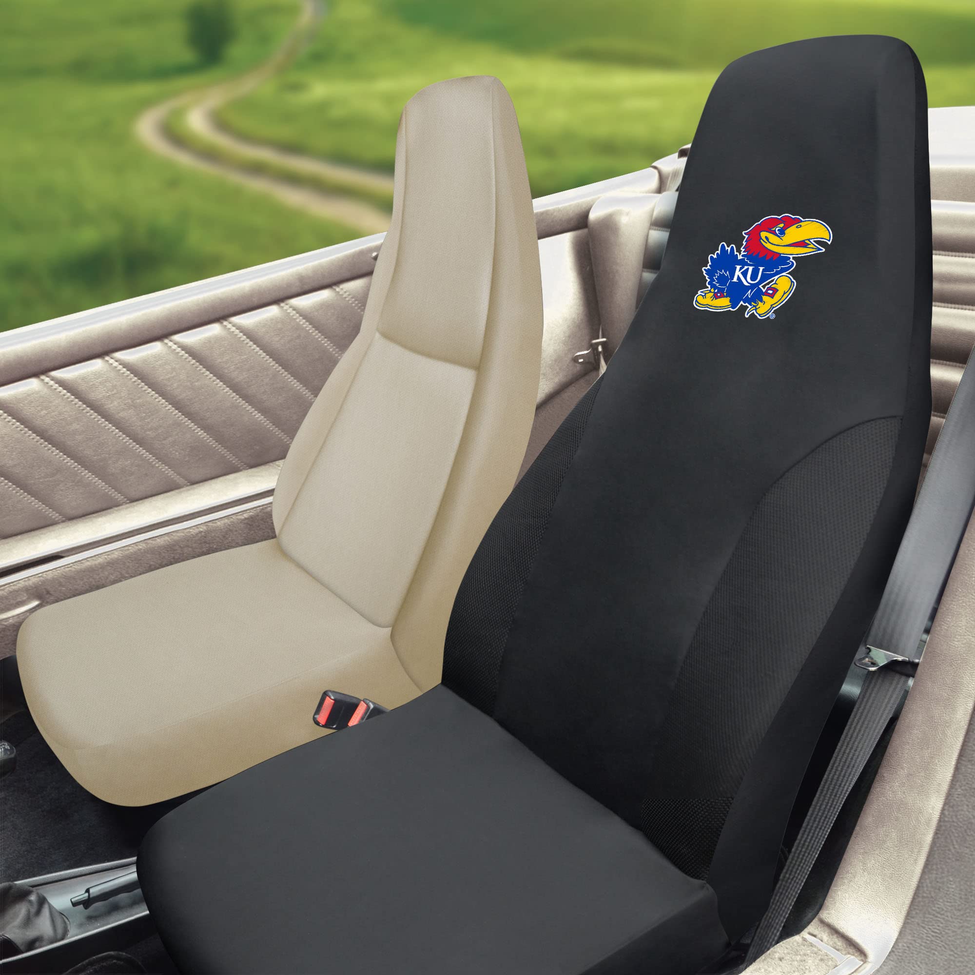 FANMATS NCAA Kansas Jayhawks Polyester Seat Cover 20"x48" - One Size