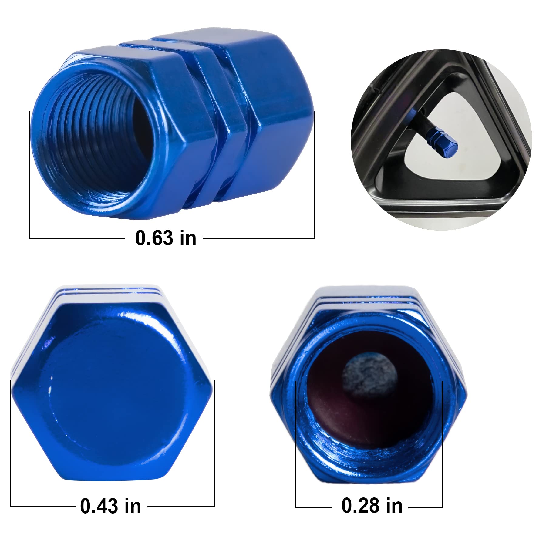 Justtop Car Tire Valve Stem Caps, 12Pcs Air Caps Cover, Universal For Cars, Suvs, Bike, Trucks And Motorcycles-Blue
