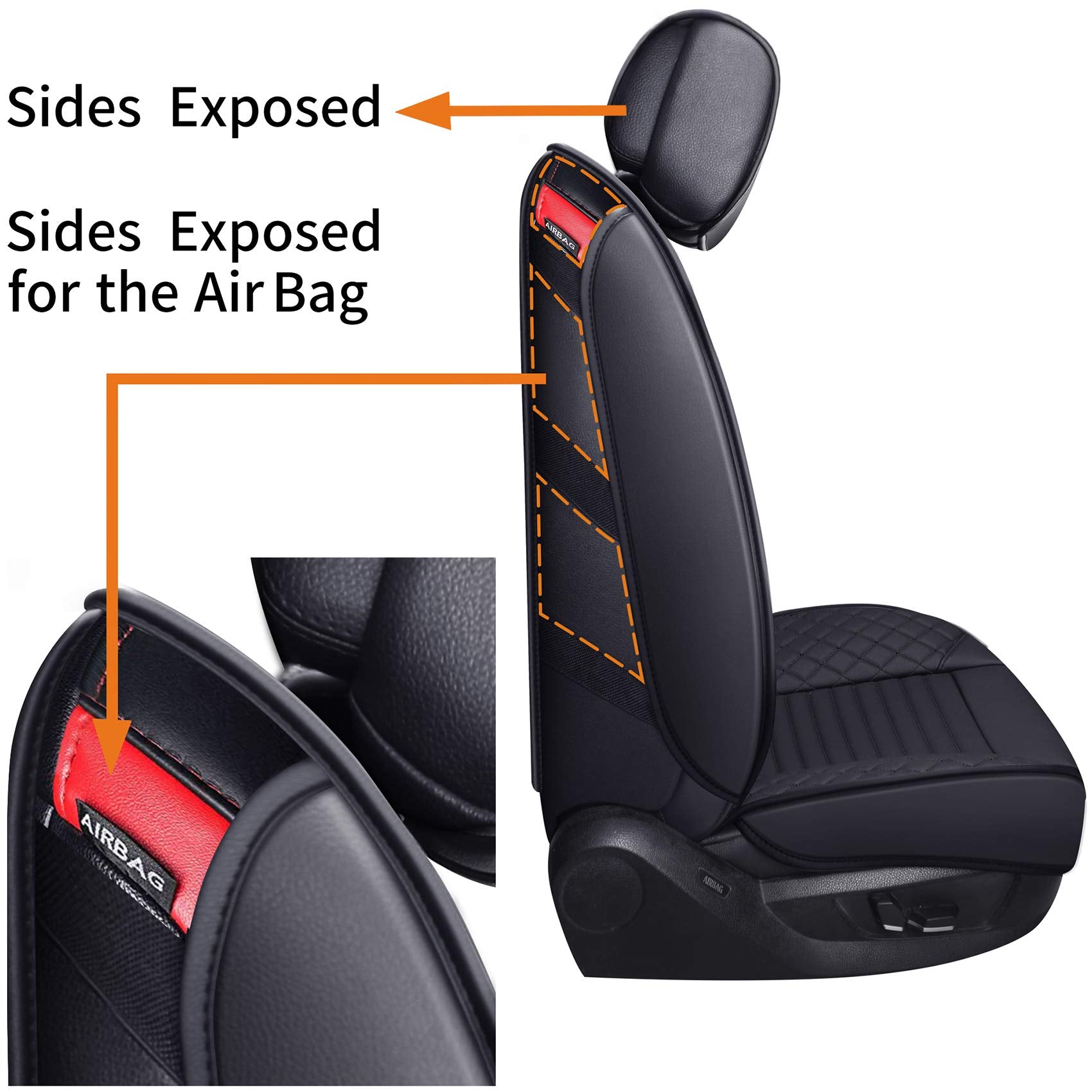 Aierxuan 2 Front Seat Covers For 2009-2025 Ford F150 Truck Seat Covers Waterproof Leather Seat Protectors Custom Fit For 2017-20