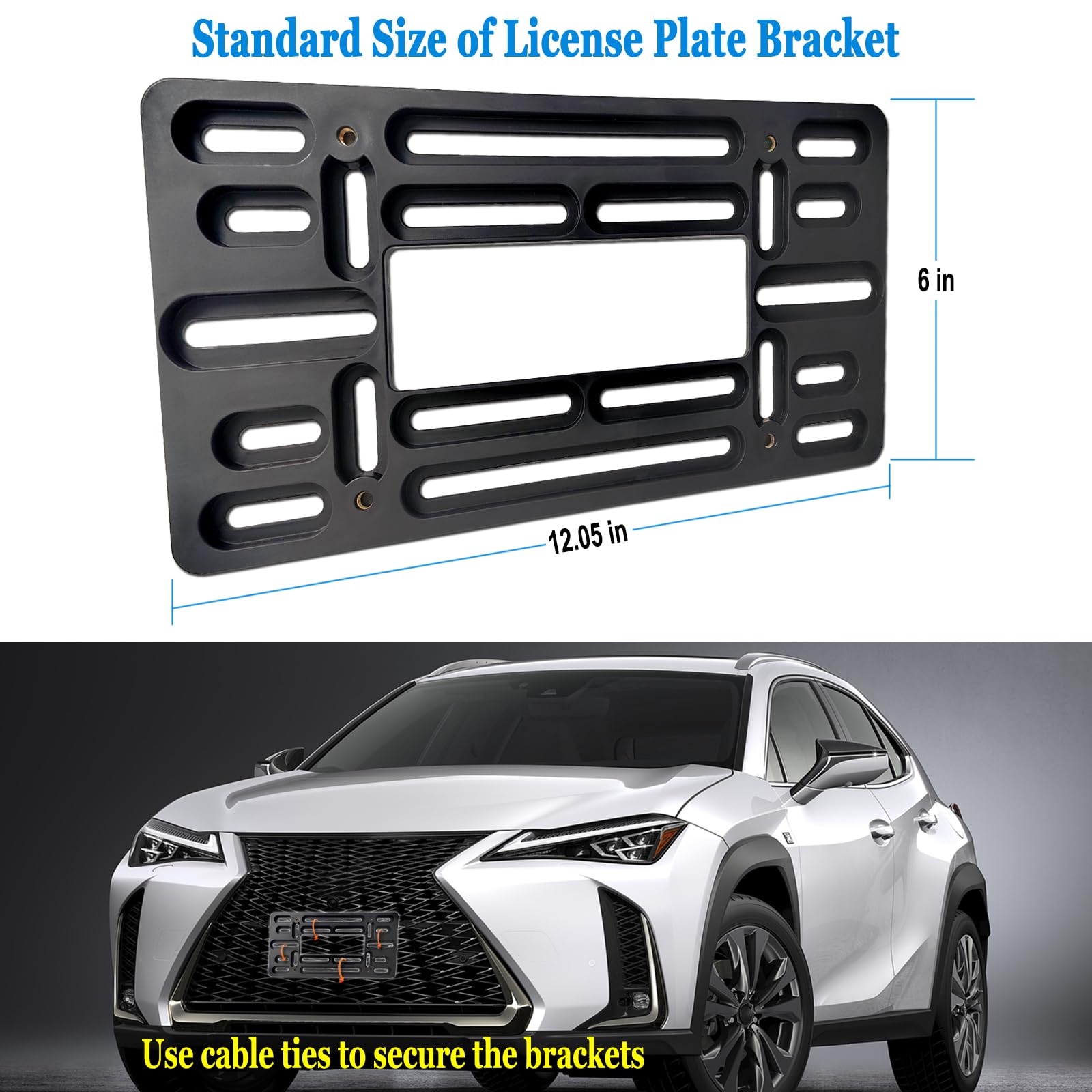 Zxfoog Front License Plate Holder Bracket- Front License Plate Mounting Kit For 2 Drill Holes Bumper, Universal Car Tag Adapter