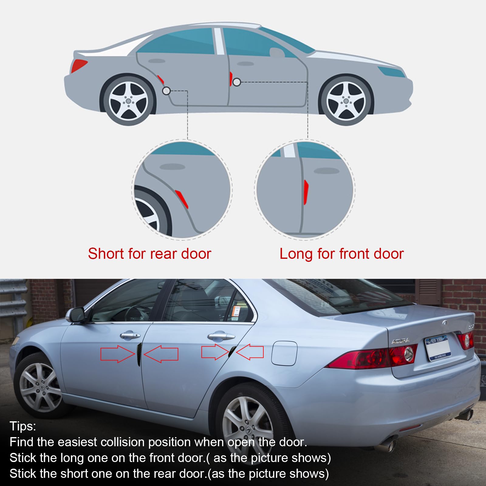 Xotic Tech Car Side Door Edge Guards Protector Sticker Trim, Genuine Soft Carbon Fiber, Compatible With Sedan Suv Pickup Truck
