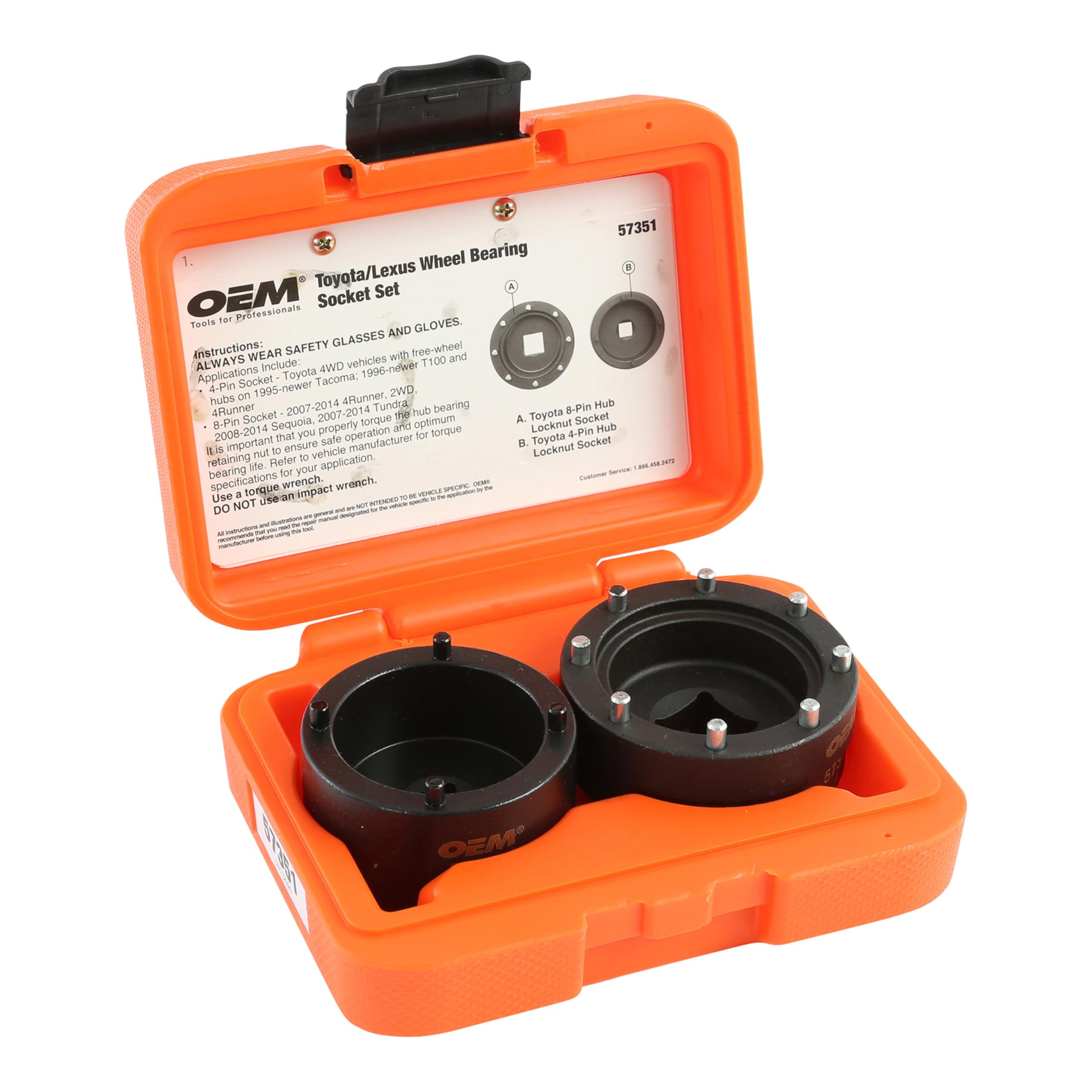 OEMTOOLS 57351 8 and Toyota 4 Pin Hub Locknut Socket, Removes and Installs Locknuts on Tacoma, 4Runner, and T100 4WD, Sequoia, a