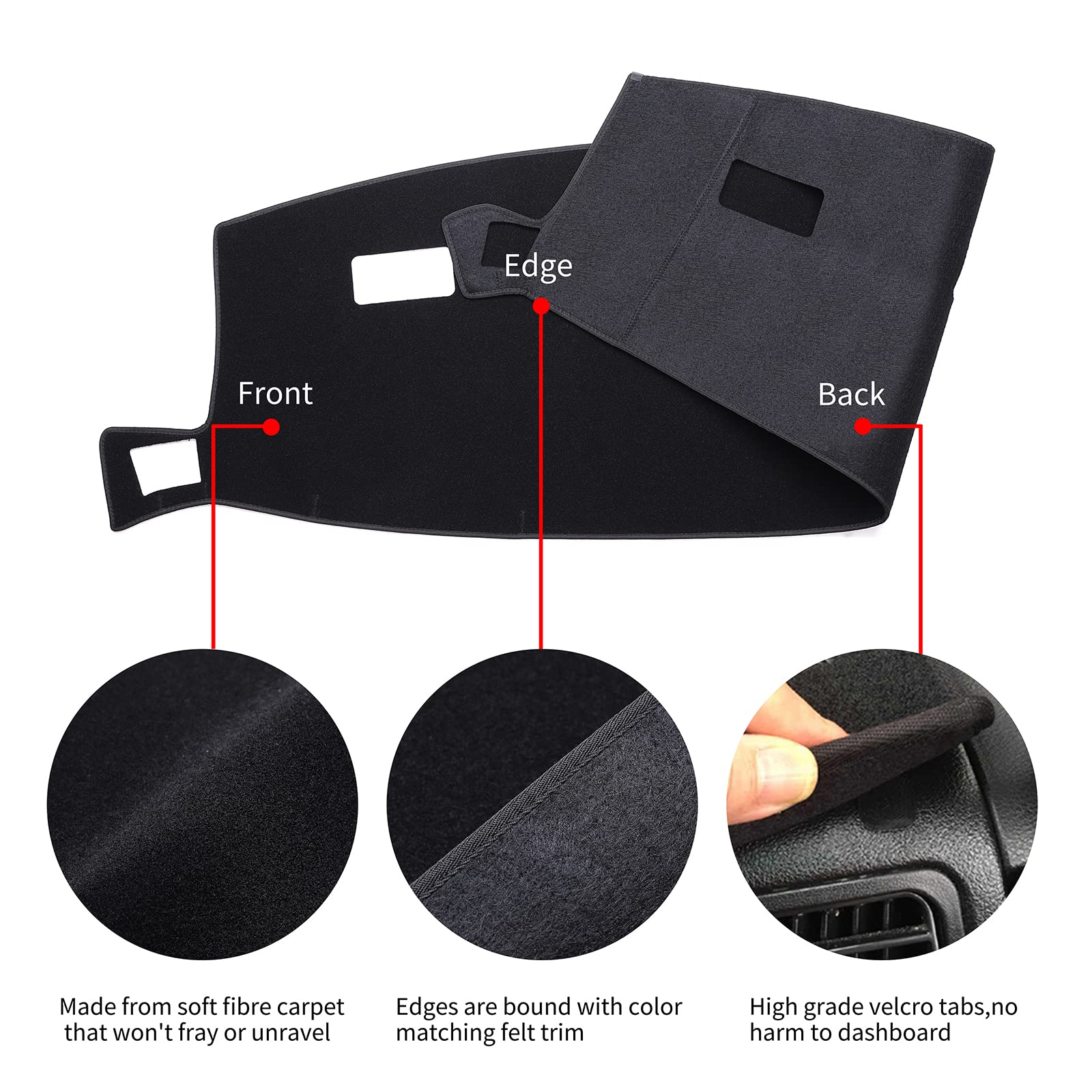 HanLanKa Dashboard Cover Dash Cover Mat Pad Compatible with 2002-2005 Dodge Ram 1500,2003-2005 Ram 2500/3500(Ram 02-05, Black)