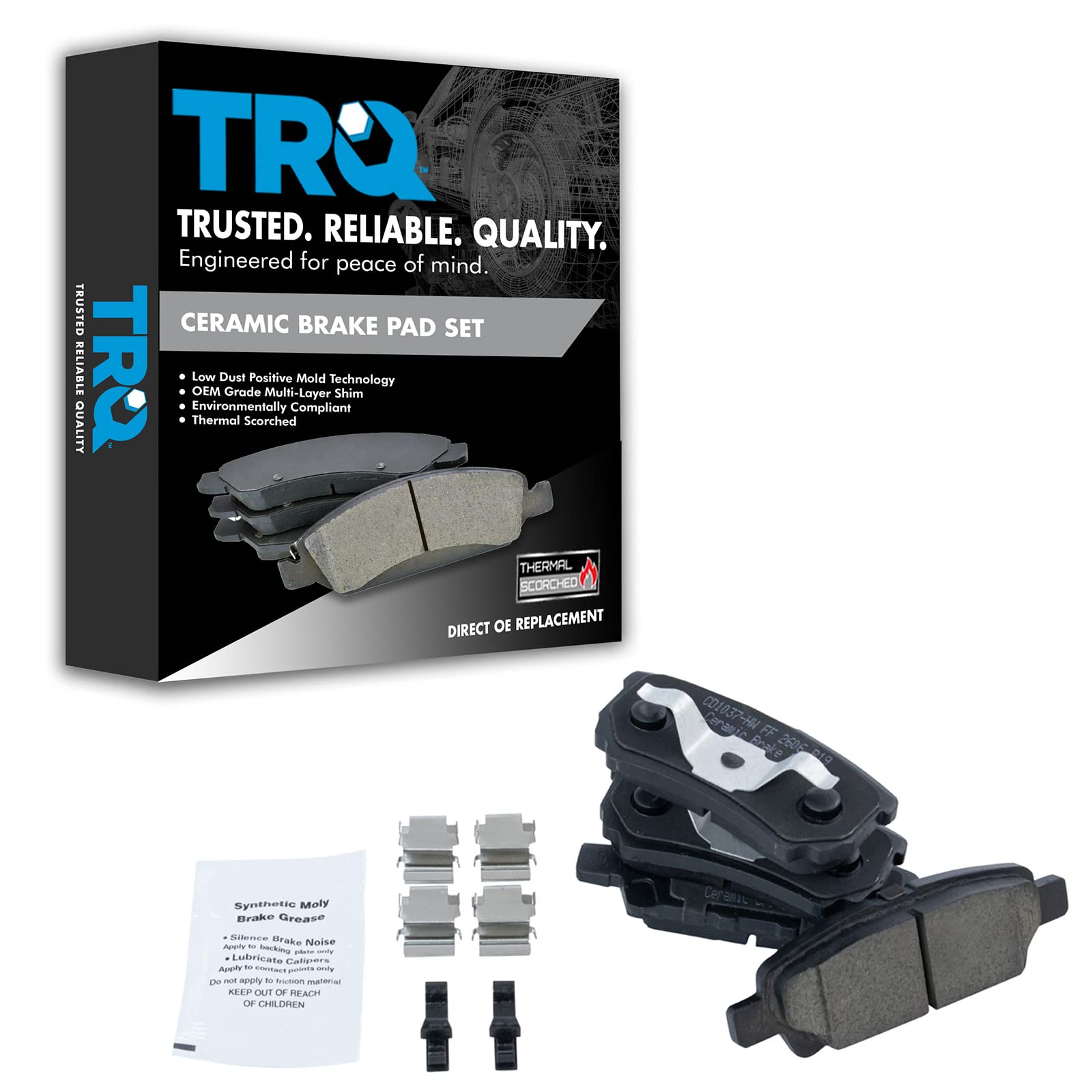 TRQ Rear Brake Pads Ceramic Compatible with 2011-2014 Chrysler 200 2007-2010 Sebring 2008-2014 Dodge Avenger 2007-2012 Caliber 2