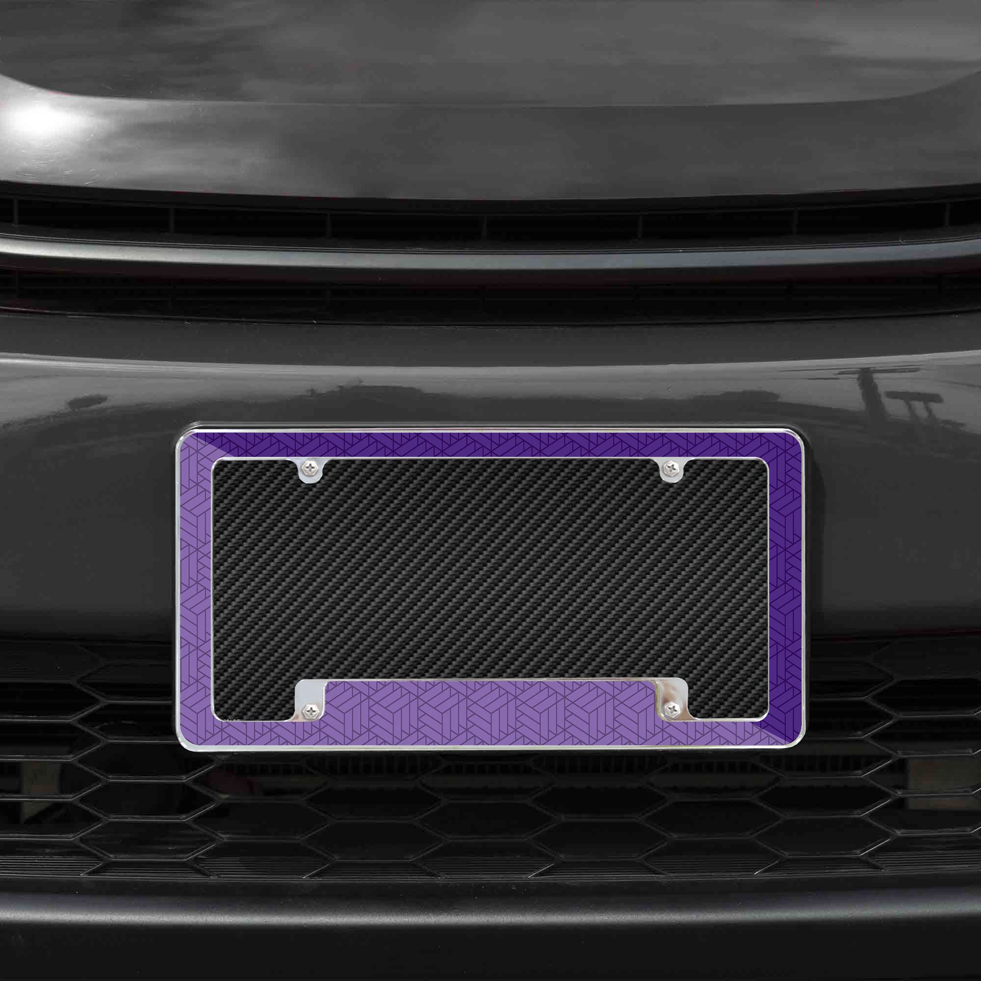 Rico Industries Purple Geometric All Over Automotive License Plate Frame for Car/Truck/SUV (12 x 6)