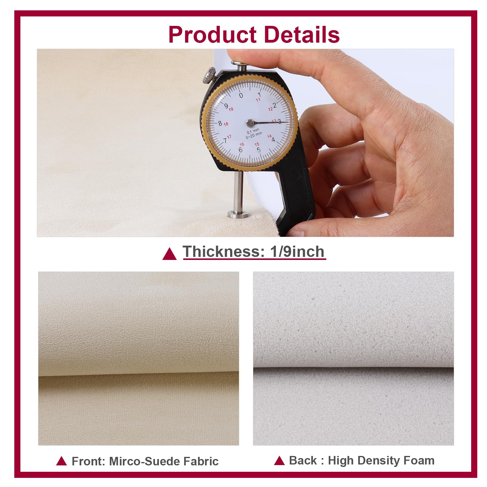 Car Elements Suede Headliner Fabric 60'' W  54'' L With Foam Backing Auto Suede Headliner Material Car Roof Upholstery Fabric Fo