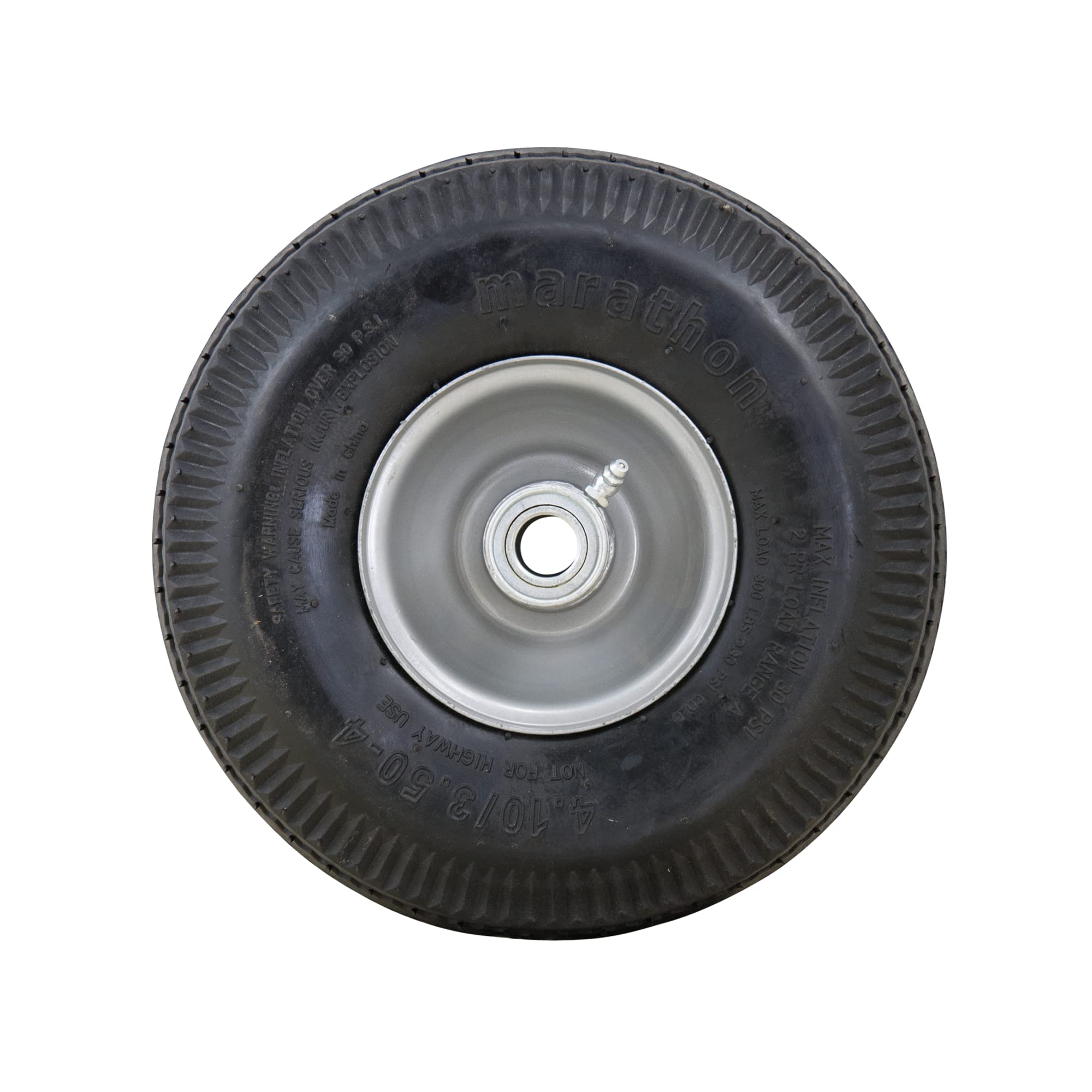 Marathon 4.10/3.50-4'' Pneumatic (Air Filled) Hand Truck / All Purpose Utility Tire On Wheel, 2.25'' Offset Hub, 3/4'' Bearings