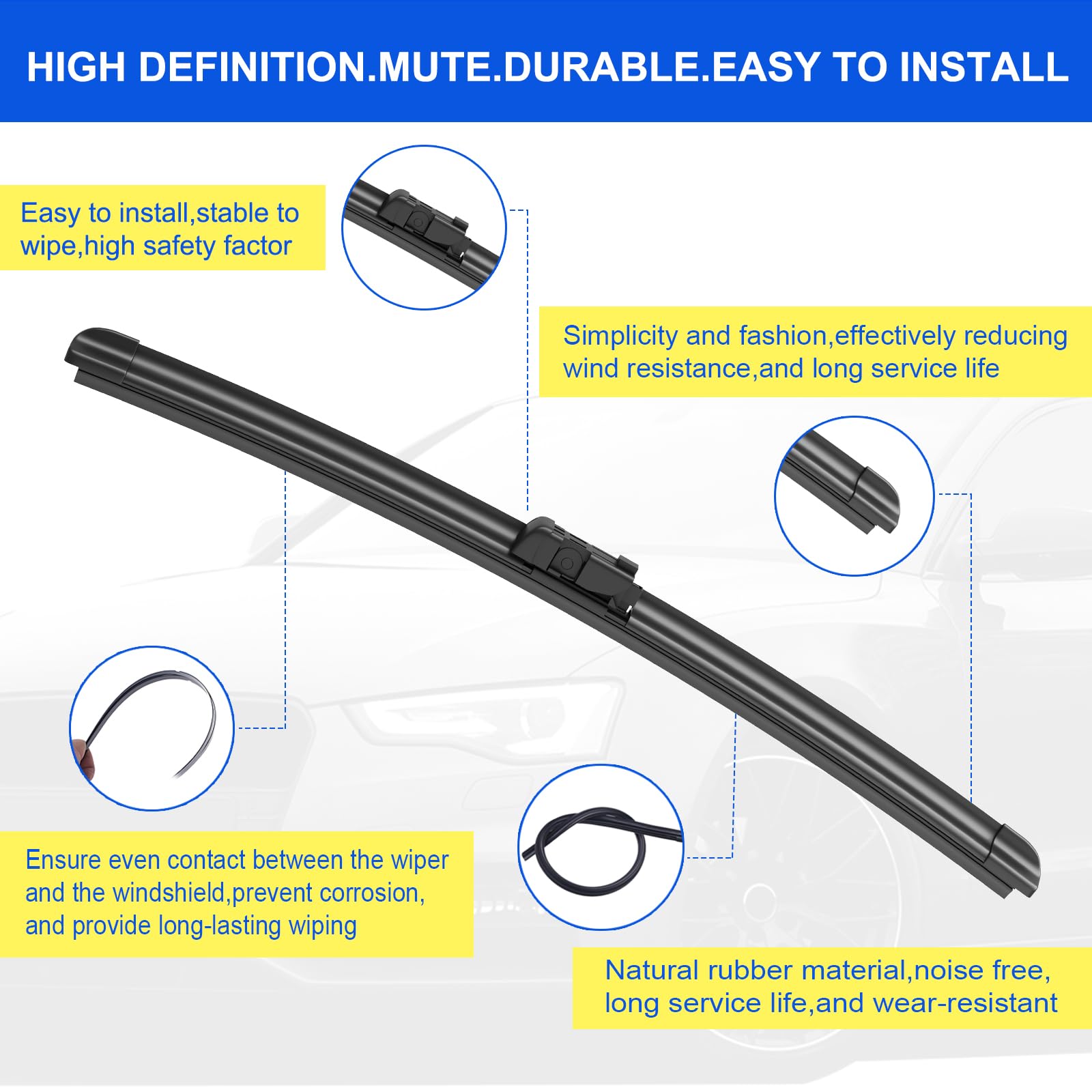 Anikluim 24''+21'' Wiper Blades With 13'' Rear Wiper Blade Set Replacement For 2009-2017 Traverse Windshield Wipers Original Fac