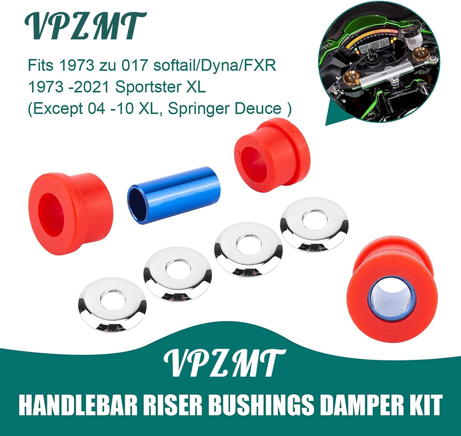Harley Polyurethane Handlebar Riser Bushings Compatible With Harley Davidson Big Twin 1973-2018, Harley Sportster 1973-2003