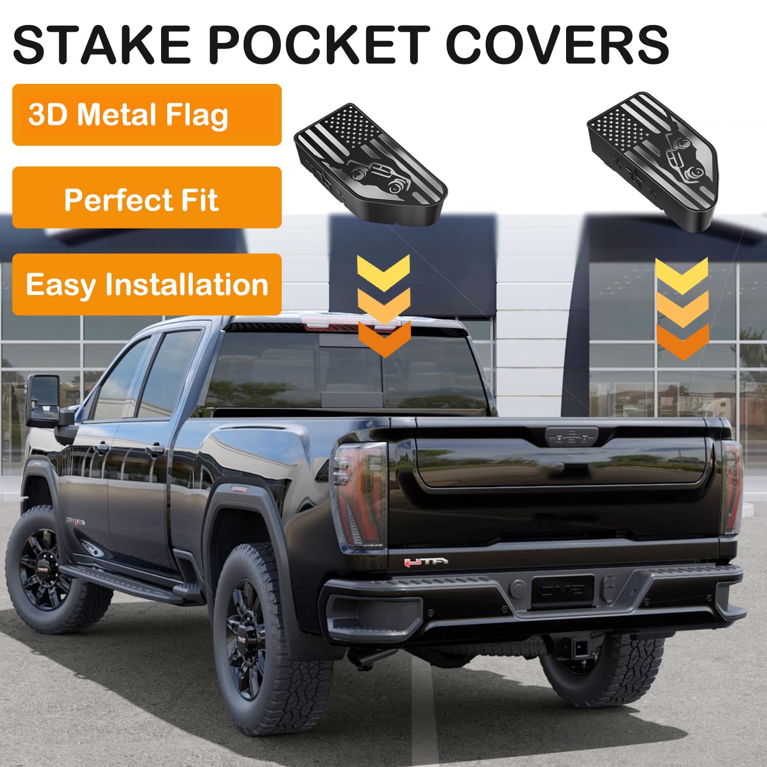 Bed Rail Stake Pocket Covers for GMC Chevy Silverado/GMC Sierra 1500(2019-2024), GMC Sierra 3500HD(2020 2021 2022 2023 2024)/250