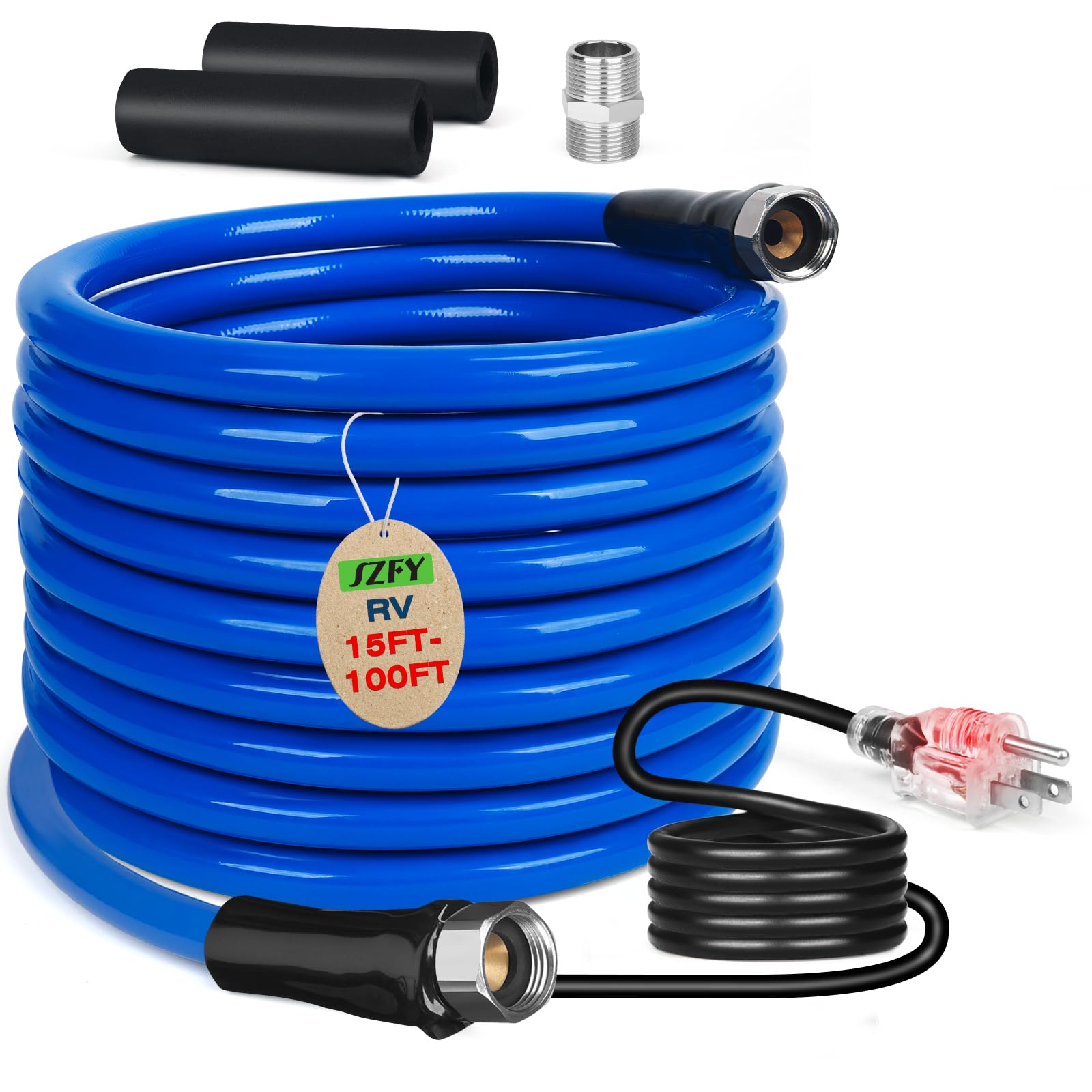 50FT Heated Water Hose for RV,Heated Drinking Water Hose with Thermostat,Lead and BPA Free,1/2 Inner Diameter,Temperatures Down 
