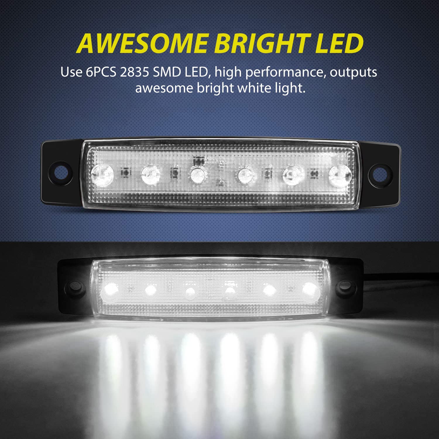 Nilight 10Pcs 3.8'' 6Led White Led Indicator Light Truck Camper Side Marker Clearance Lights For Marine Boat Stern Yacht Kayak S
