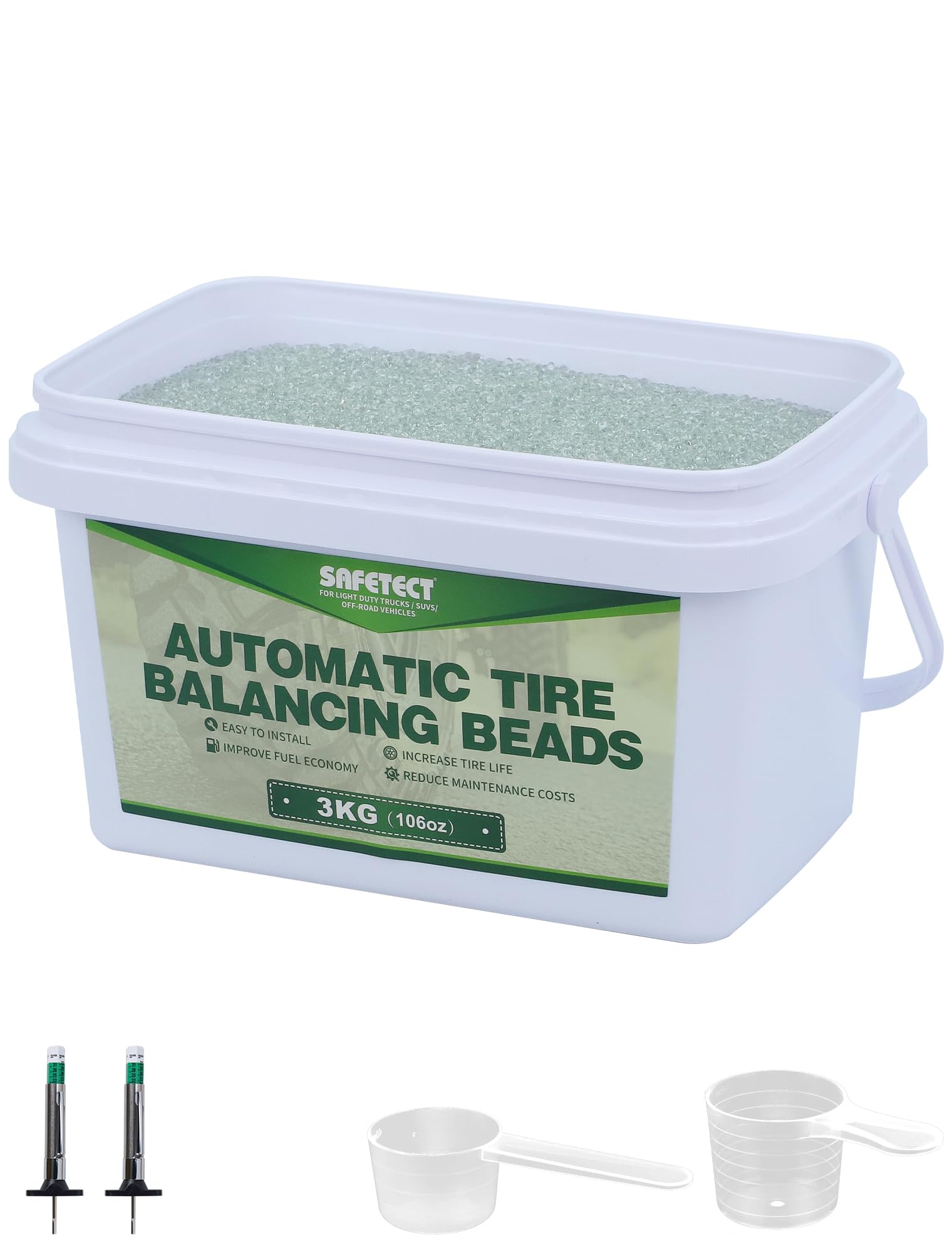 Safetect Tire Balancing Beads 6.6LBS(3KG, Tempered Glass Tire Balance Beads for Trucks, Trailer, Off-Road Vehicles, Heavy-Duty W