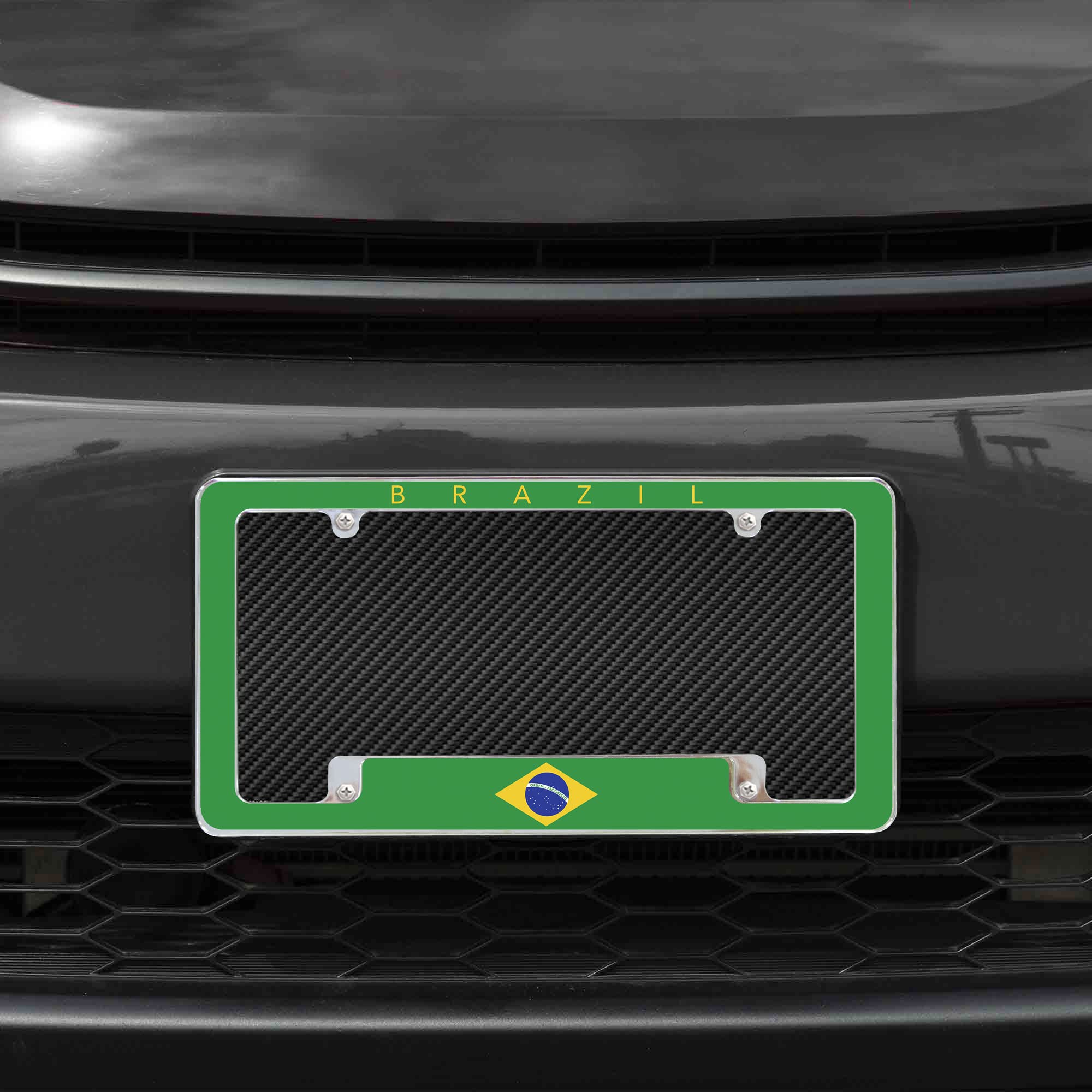 Rico Industries Brazil Flag All Over Automotive License Plate Frame for Car/Truck/SUV (12 x 6)