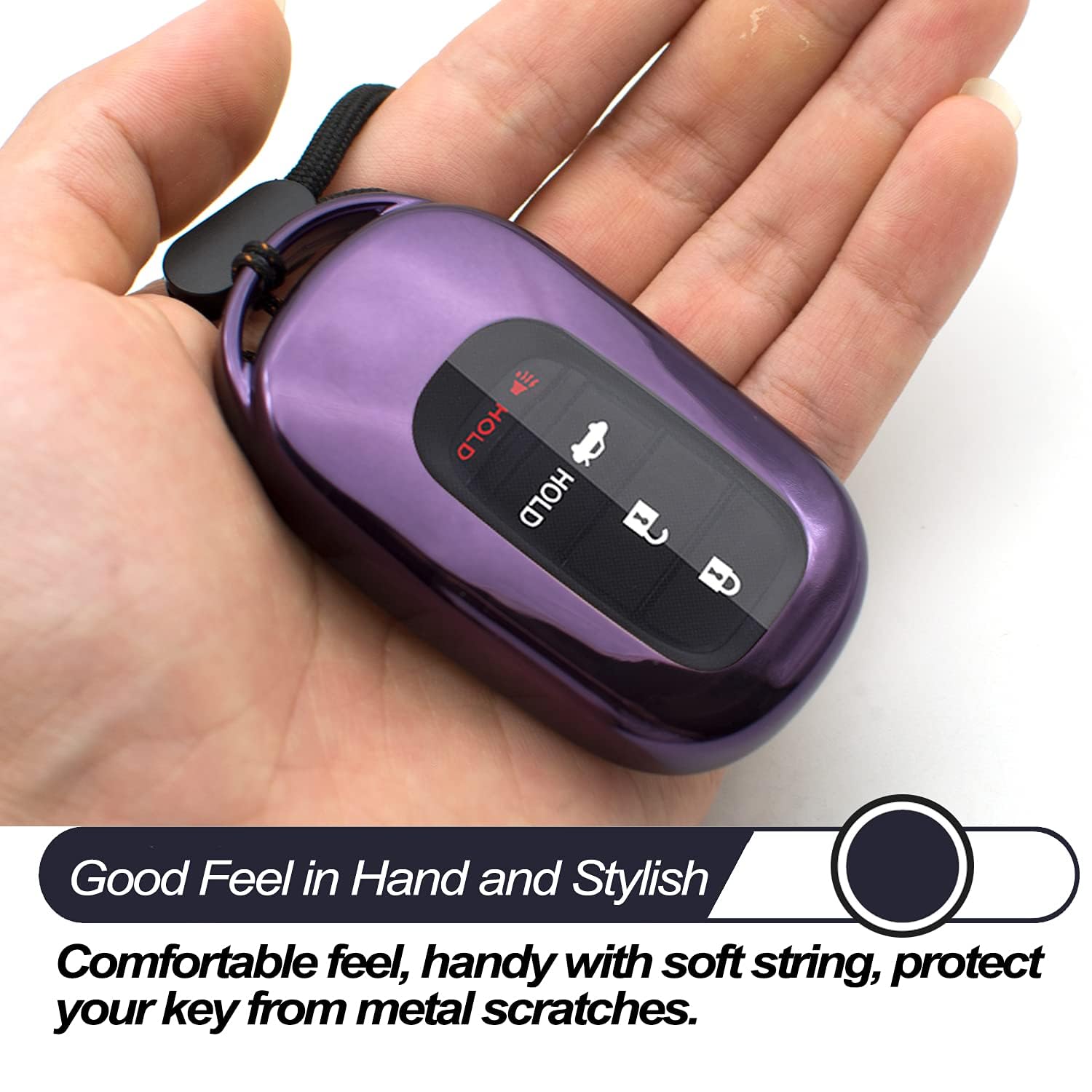 MECHCOS Compatible with 2024 2023 2022 Honda Civic CR-V Accord HR-V Pilot Purple TPU Key Fob Cover Case Remote Holder Skin Prote