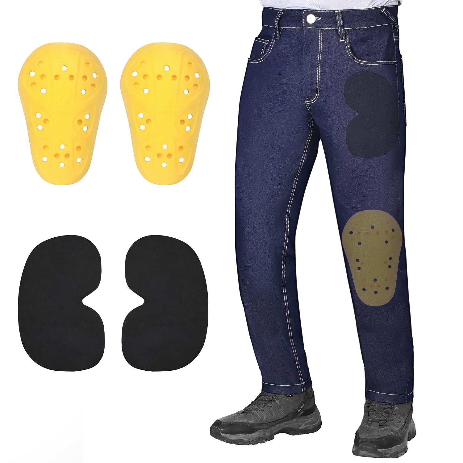 Allextreme Denim Bike Riding Pants With Heavy Duty Xy Level 2 Certified Hdeva Knee And Hip Armor Rider Gear Jeans All Weather Pr