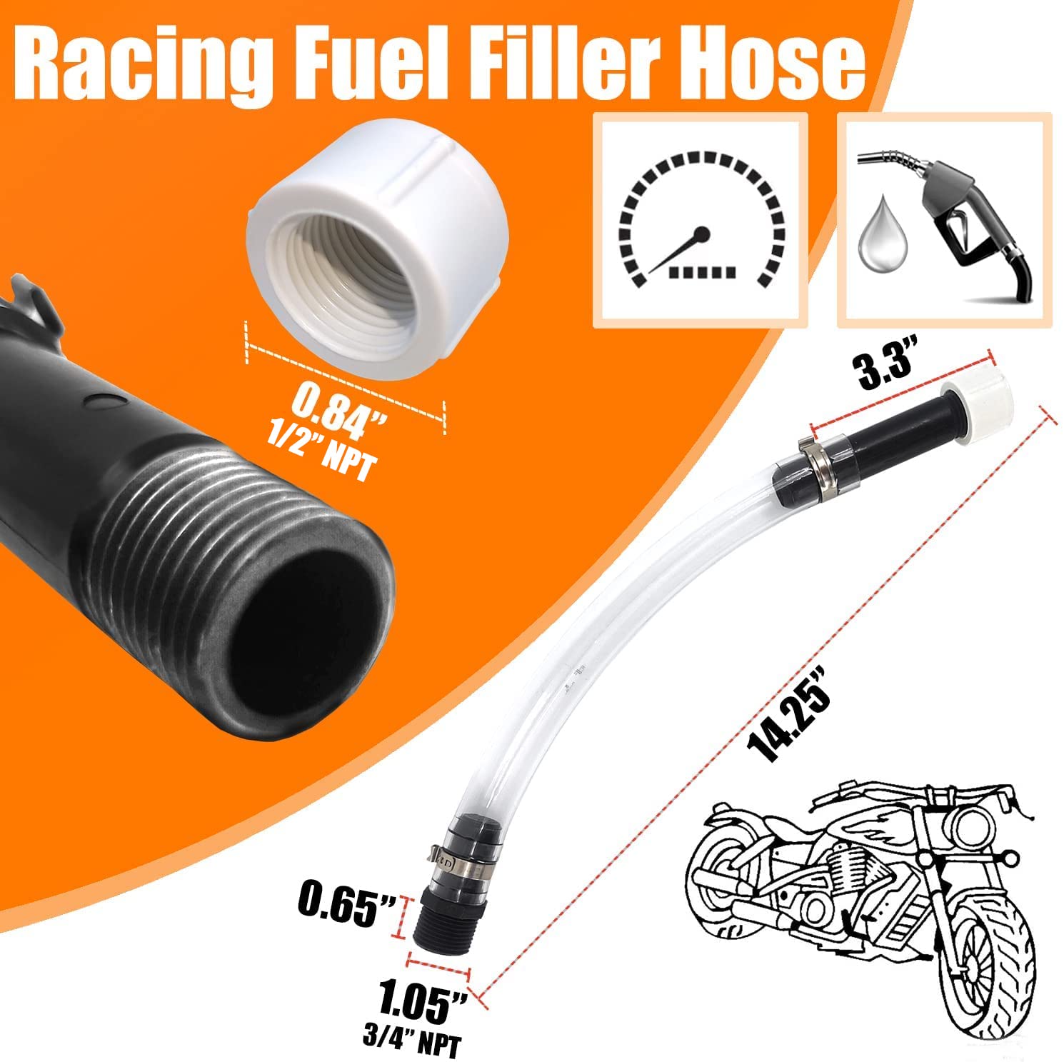Prijesse 4 Pack Racing Fuel Filler Jug Hose, 14 Inch Transparent Gas Can Hose With 2 Pack Hose Bender, Clear Racing Fuel Filler