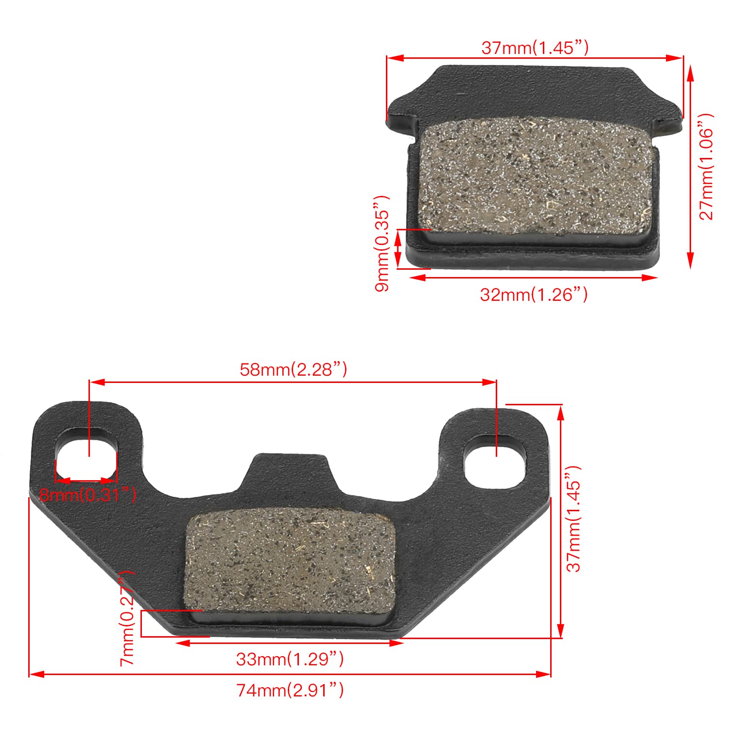 YOXUFA Rear Ceramic Disc Brake Caliper Pads Shoes for 70cc 90cc 110cc 125cc SSR Apollo DB27 Kayo TS90 TSD-F110 Stomp Juicebox FX