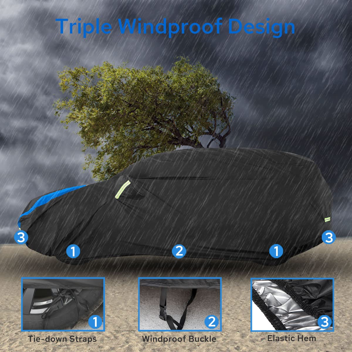 Avecrew Suv Car Cover Waterproof All Weather For Automobiles, Outdoor Heavy Duty Full Exterior Suv Covers (Length: 182 ''-191 ''