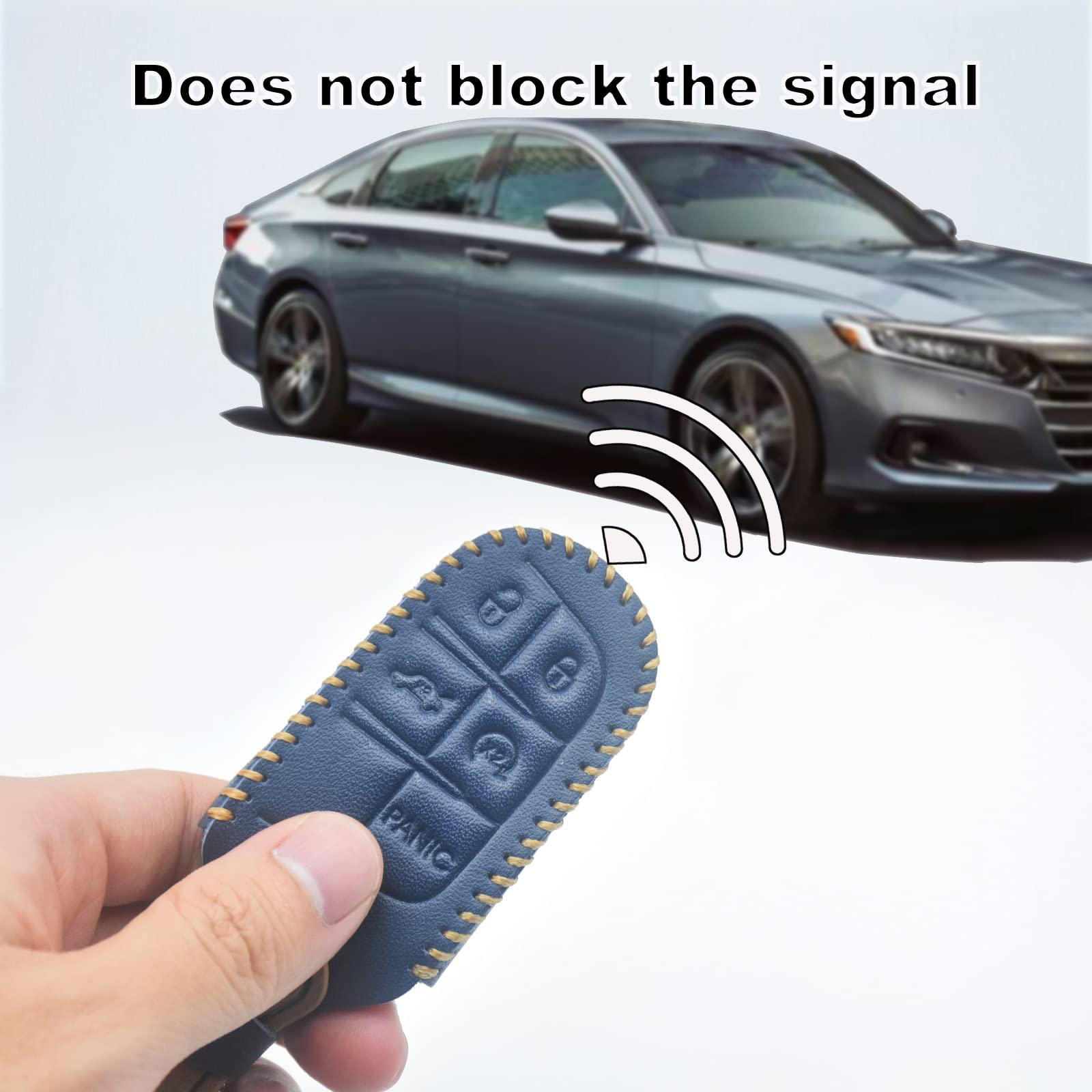 Yubomt For Jeep Key Fob Cover,Genuine Leather Key Case For Jeep Grand Cherokee Chrysler 200 300C Renegade Compass Dodge Journey