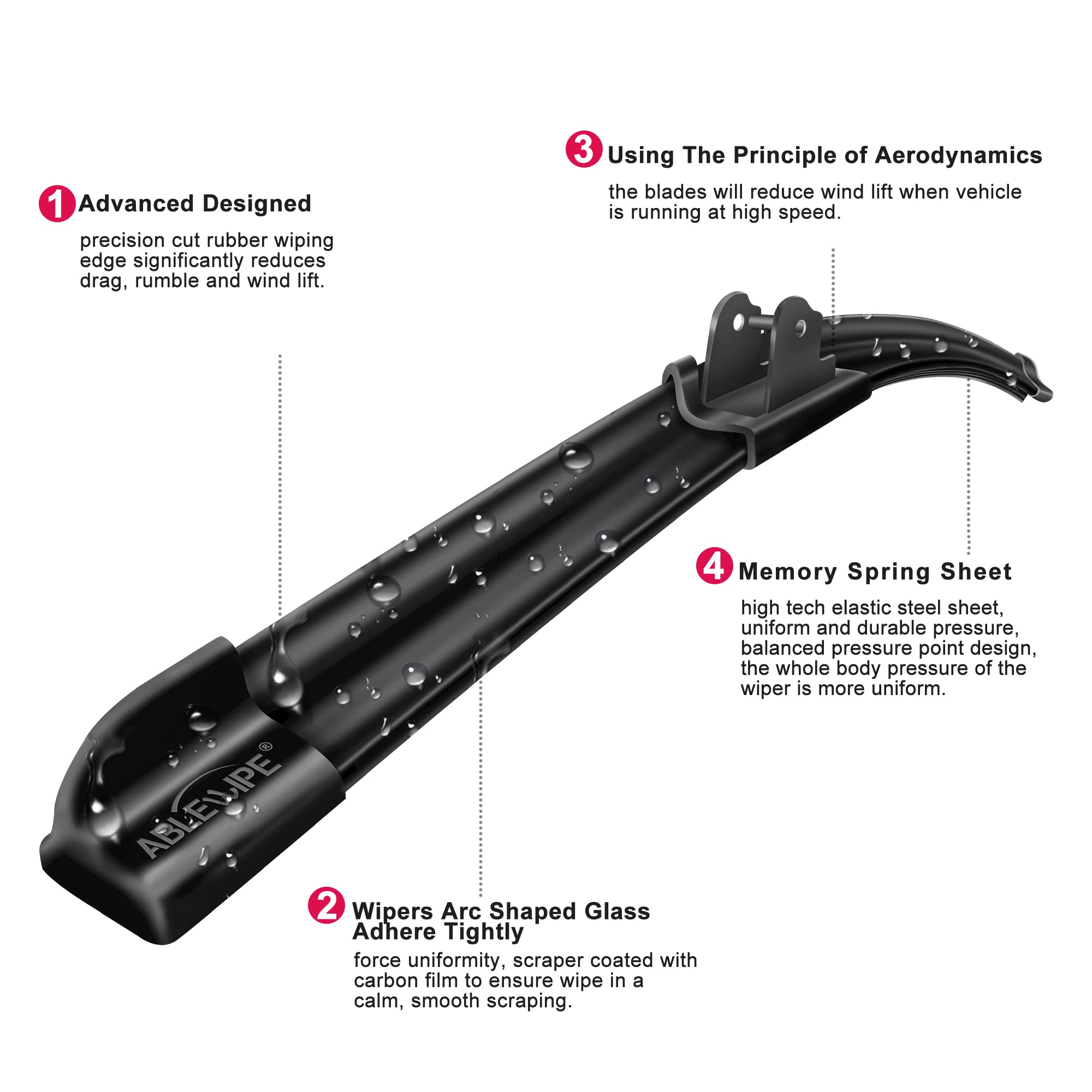 Ablewipe Windshield Wiper Baldes, 26'' + 18'' Beam Wiper Windshield Wiper Blades No. 22J18 (Set Of 2)