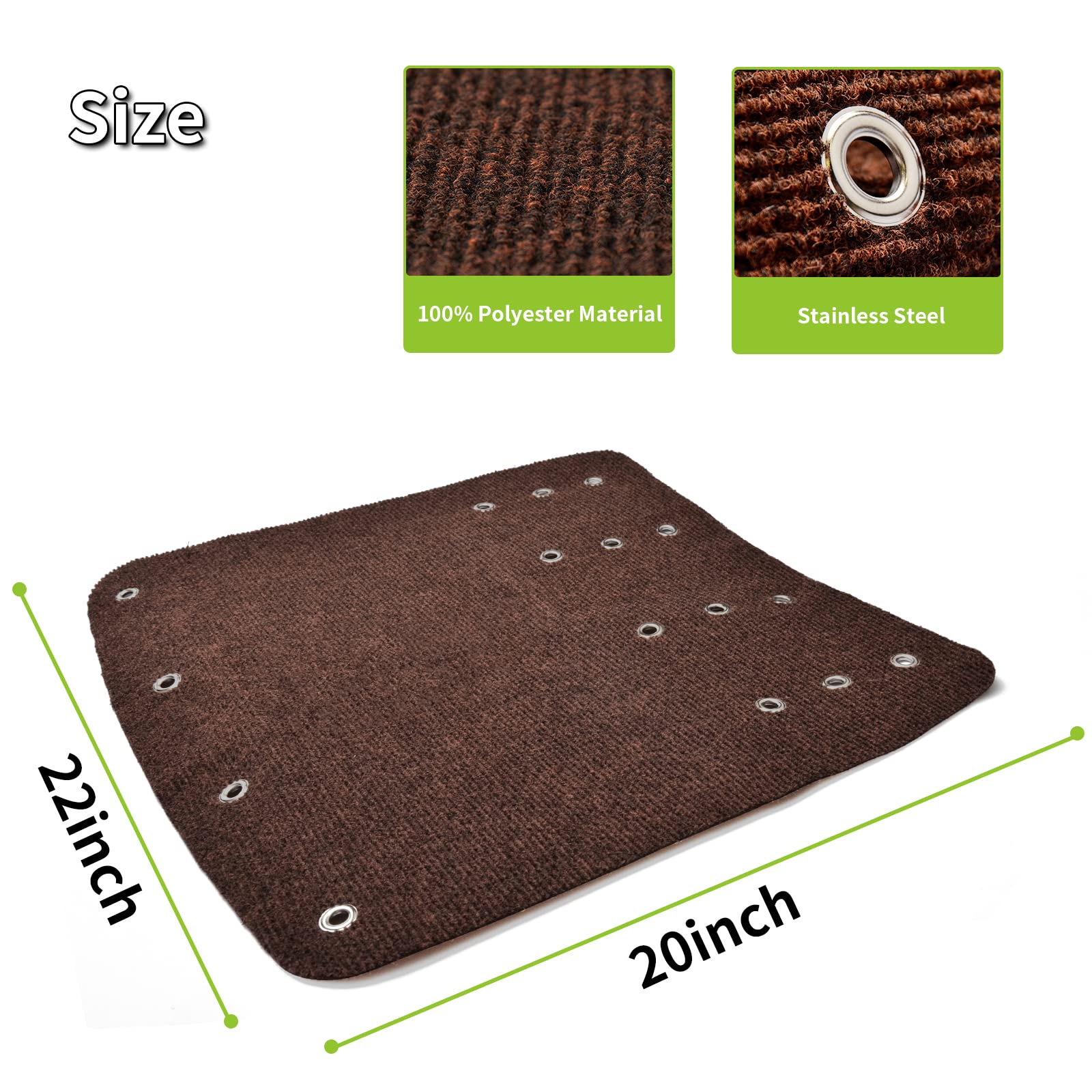 RVMATE RV Step Rugs - 22" Wide, Brown Polyester Covers for Radius Steps - 3 Pack