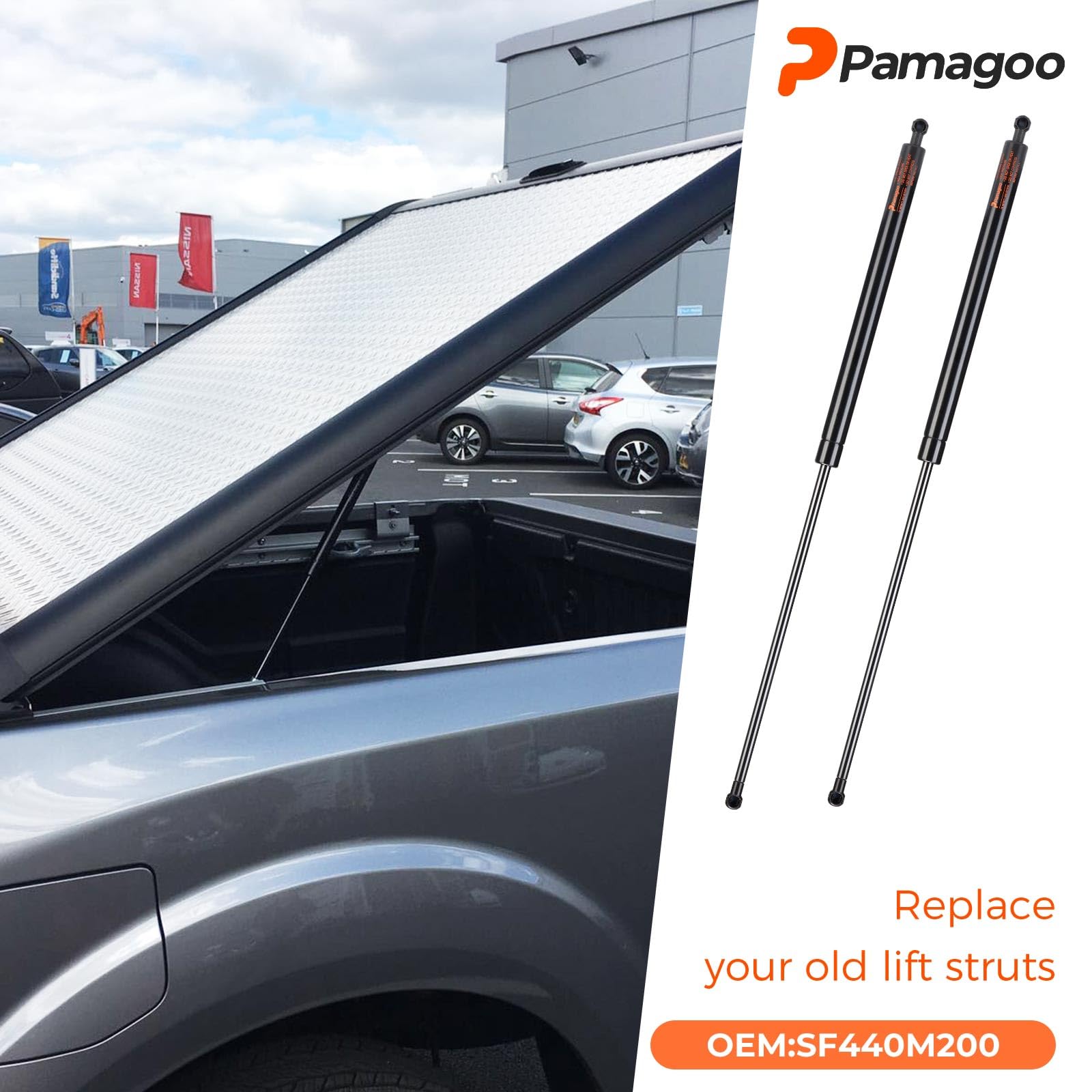 Pamagoo Sf440M200 44 Inch 200Lb Gas Struts 44'' Spring Shock Lift Support For Snowmobile Trailer Heavy Floor Hatch Heavy-Duty Sl