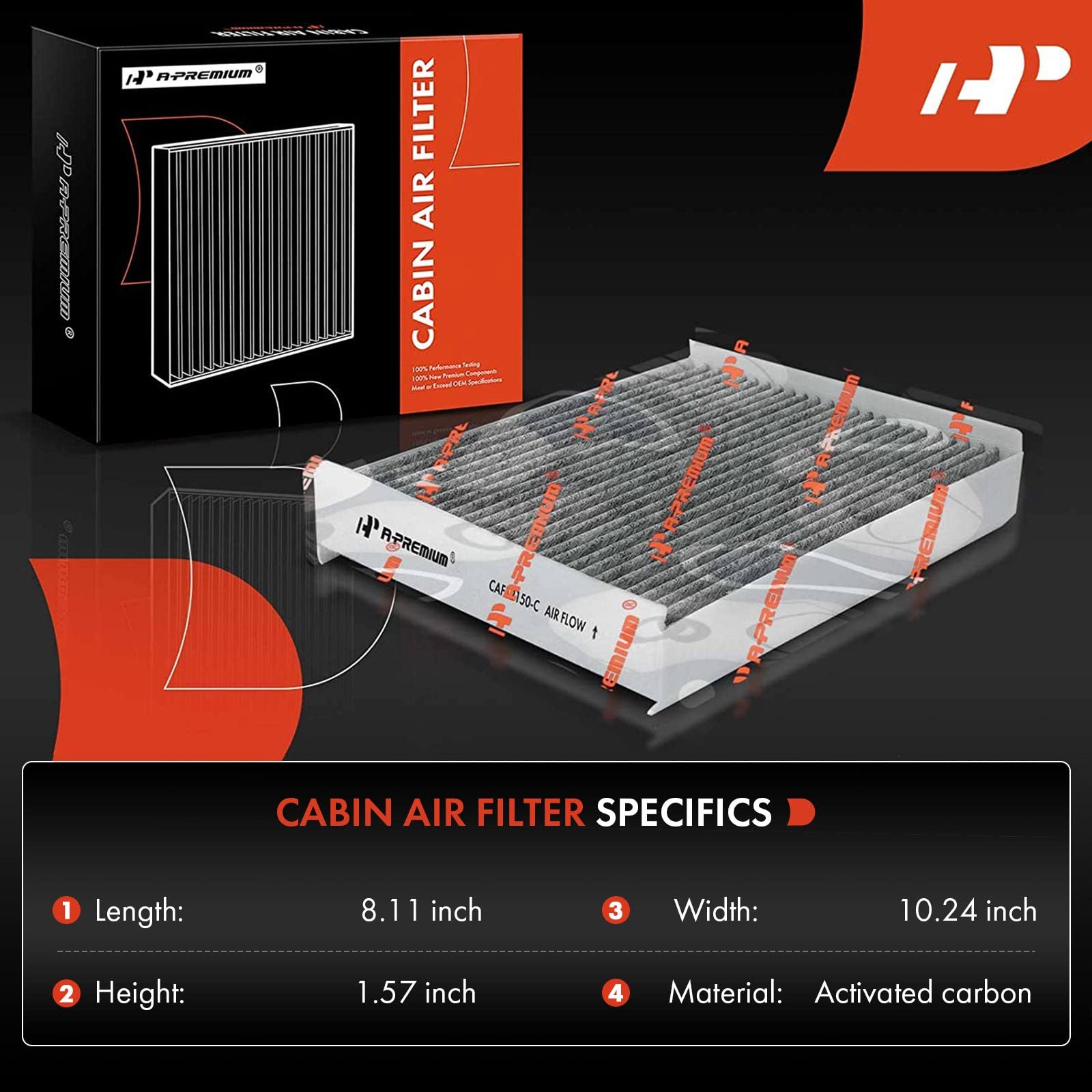 A-Premium Cabin Air Filter with Activated Carbon Compatible with Ford & Lincoln Models - F-150 (15-22), F-250 F-350 F-450 Super