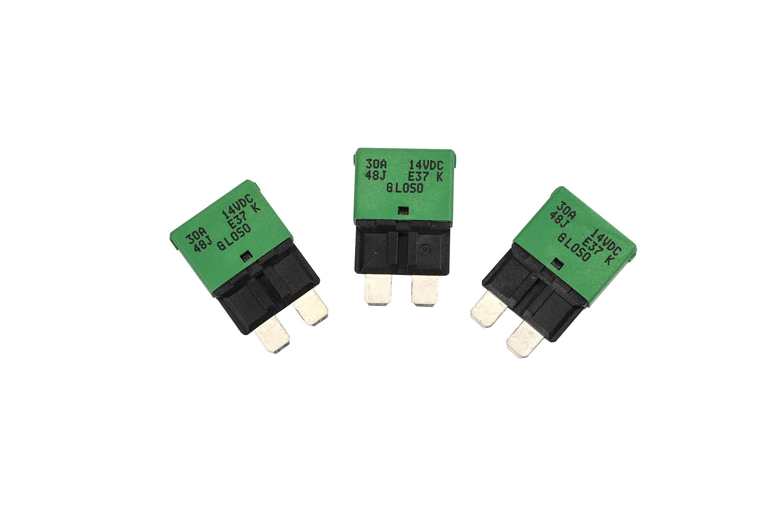 Gloso E37 Auto (T1) Reset Low Profile Atc/Ato Circuit Breakers - (30A - 3 Pack)