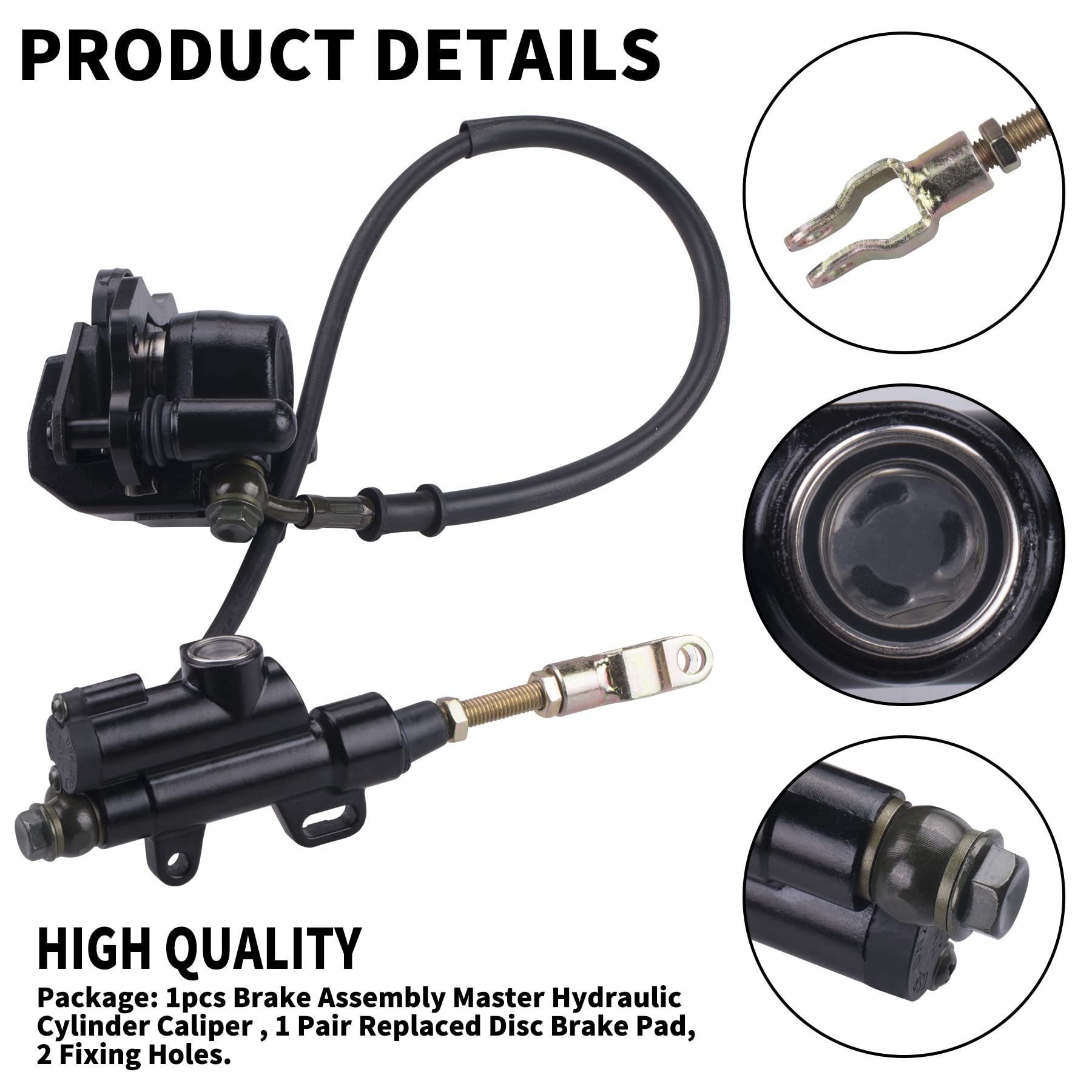 CNCMOTOK Rear Disc Brake Master Cylinder Caliper With Replaced Disc Brake Pad fit for 50cc 70cc 90cc 110cc 125cc Chinese TaoTao